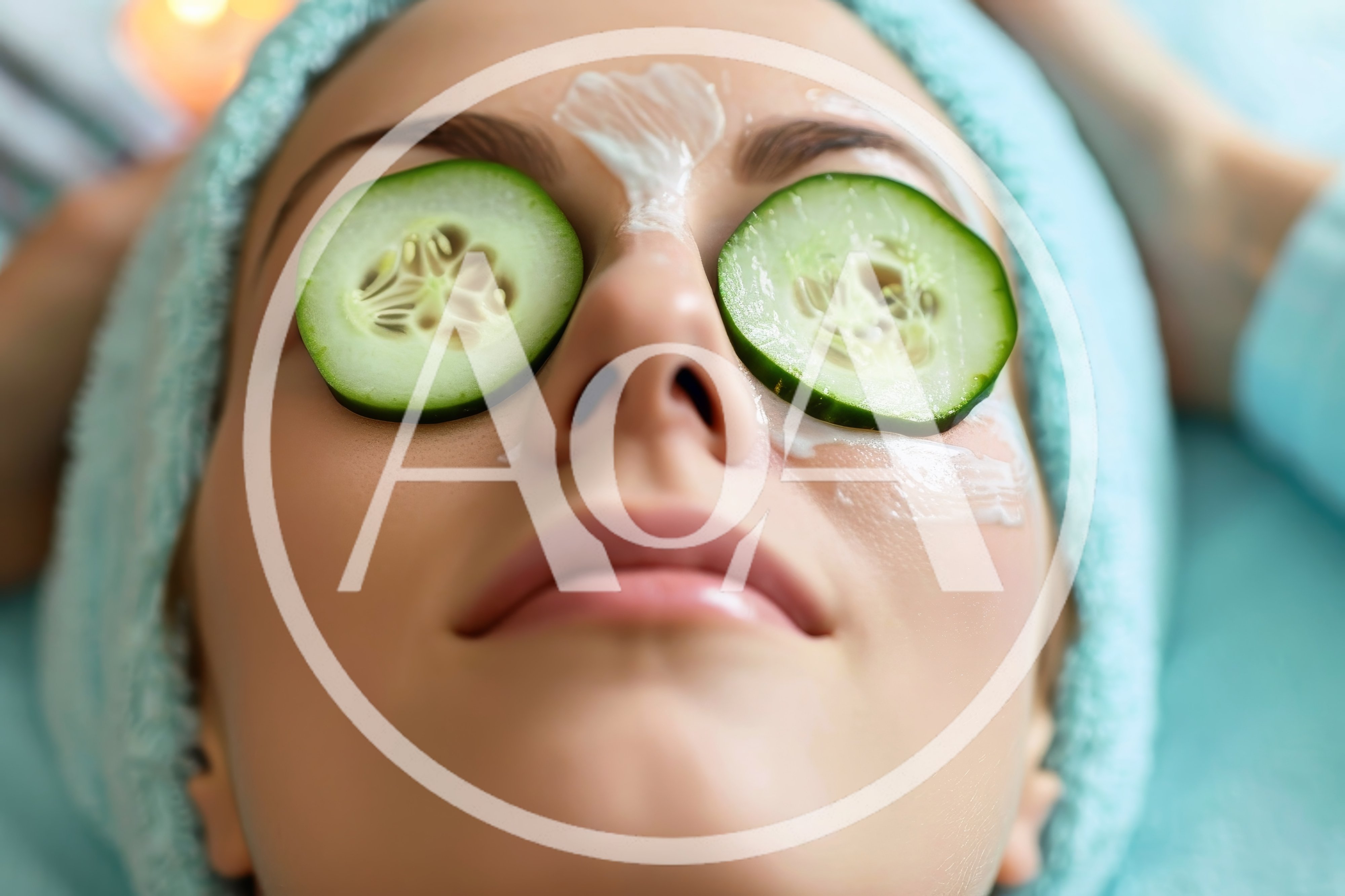 Woman Relaxing With Cucumber Slices During Spa Facial Treatment
