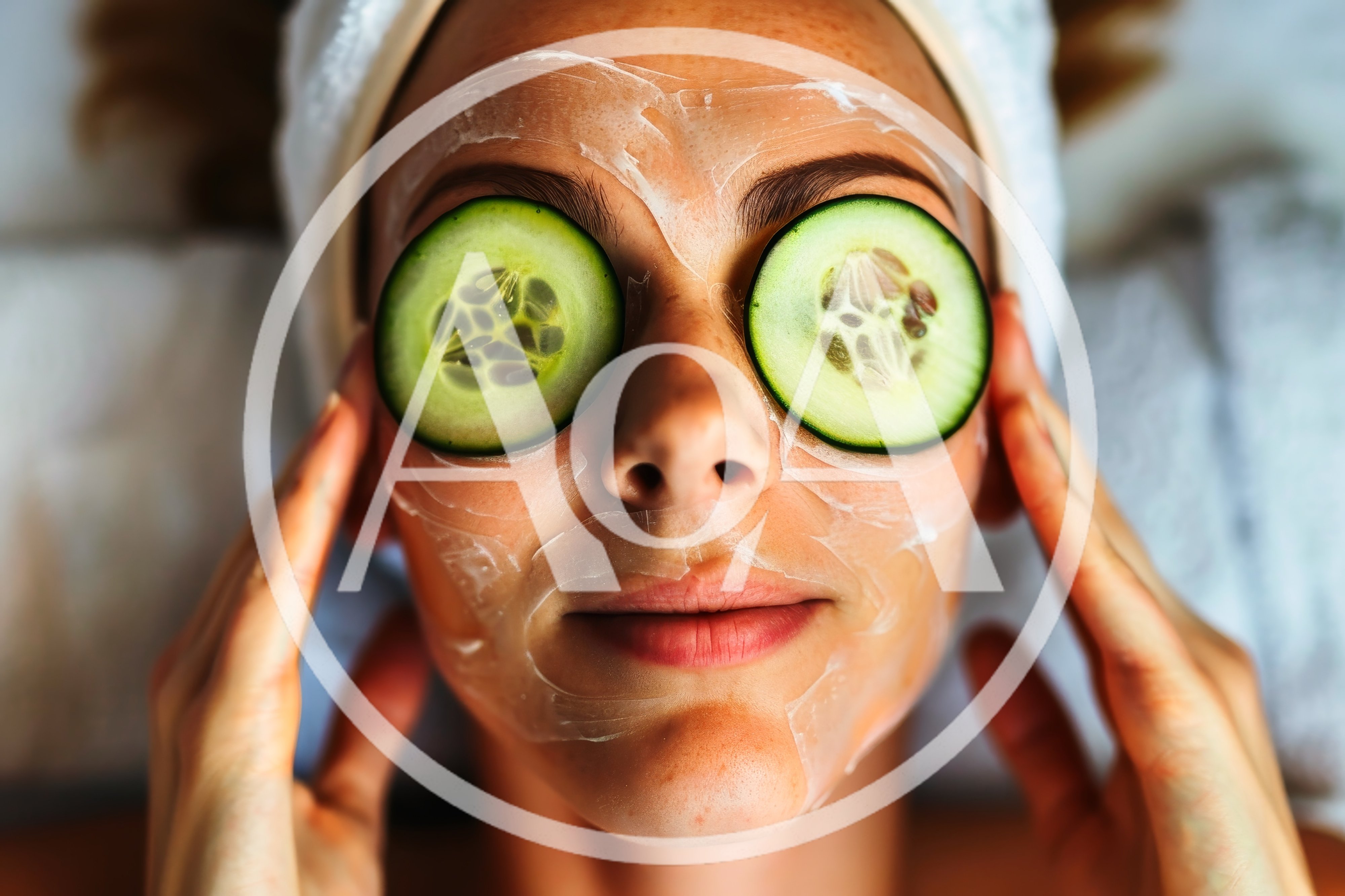 Woman Relaxing With Cucumber Slices On Eyes At Spa