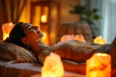 Relaxed Woman Receiving Salt Therapy Treatment
