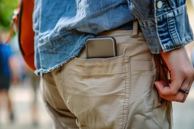 Smartphone Sticking Out Of A Back Pocket