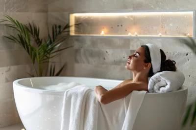 Woman Relaxing In A Luxury Bathtub