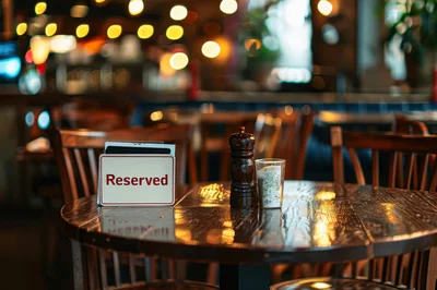 Reserved Table Sign in a Dimly Lit Restaurant