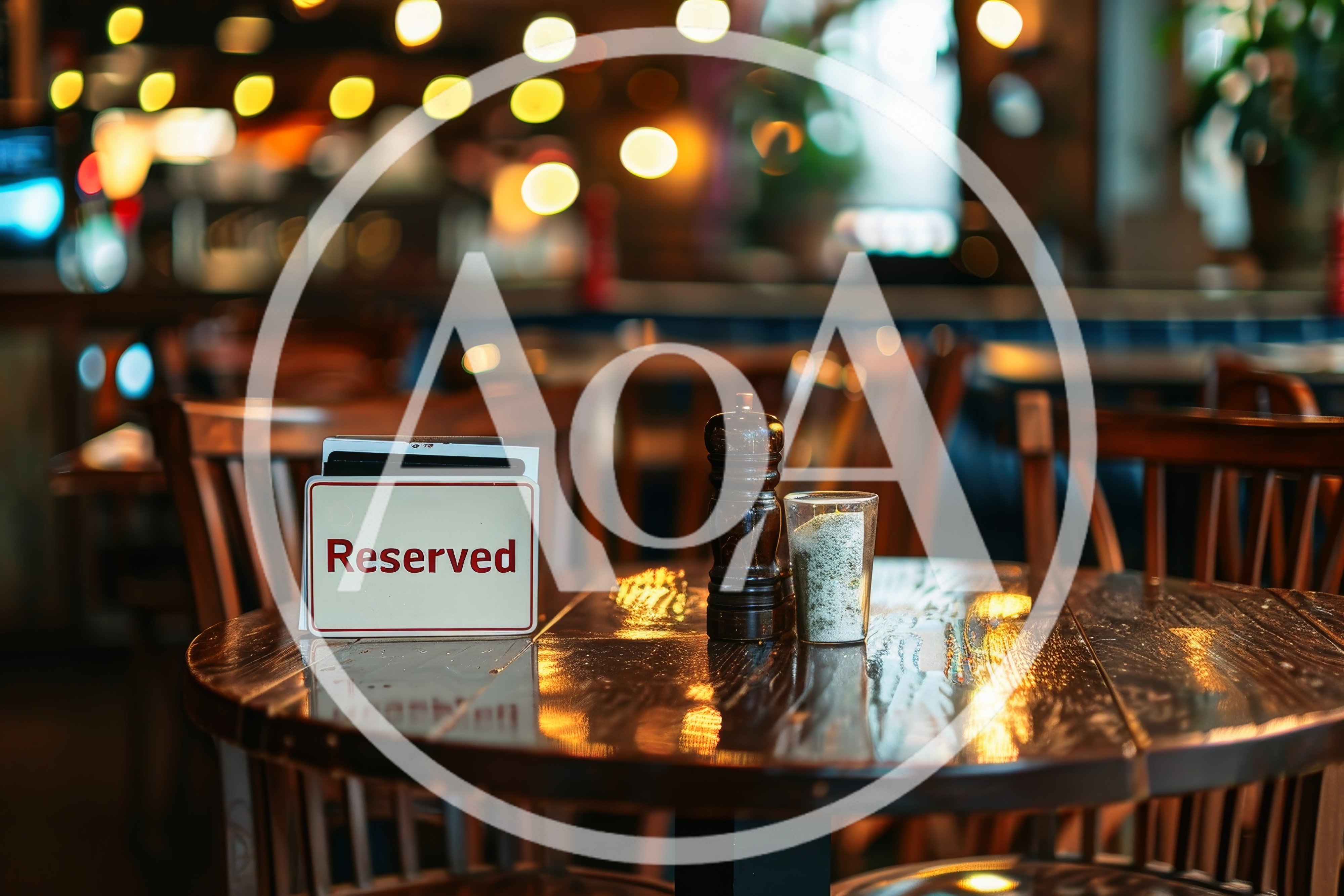 Reserved Table Sign in a Dimly Lit Restaurant
