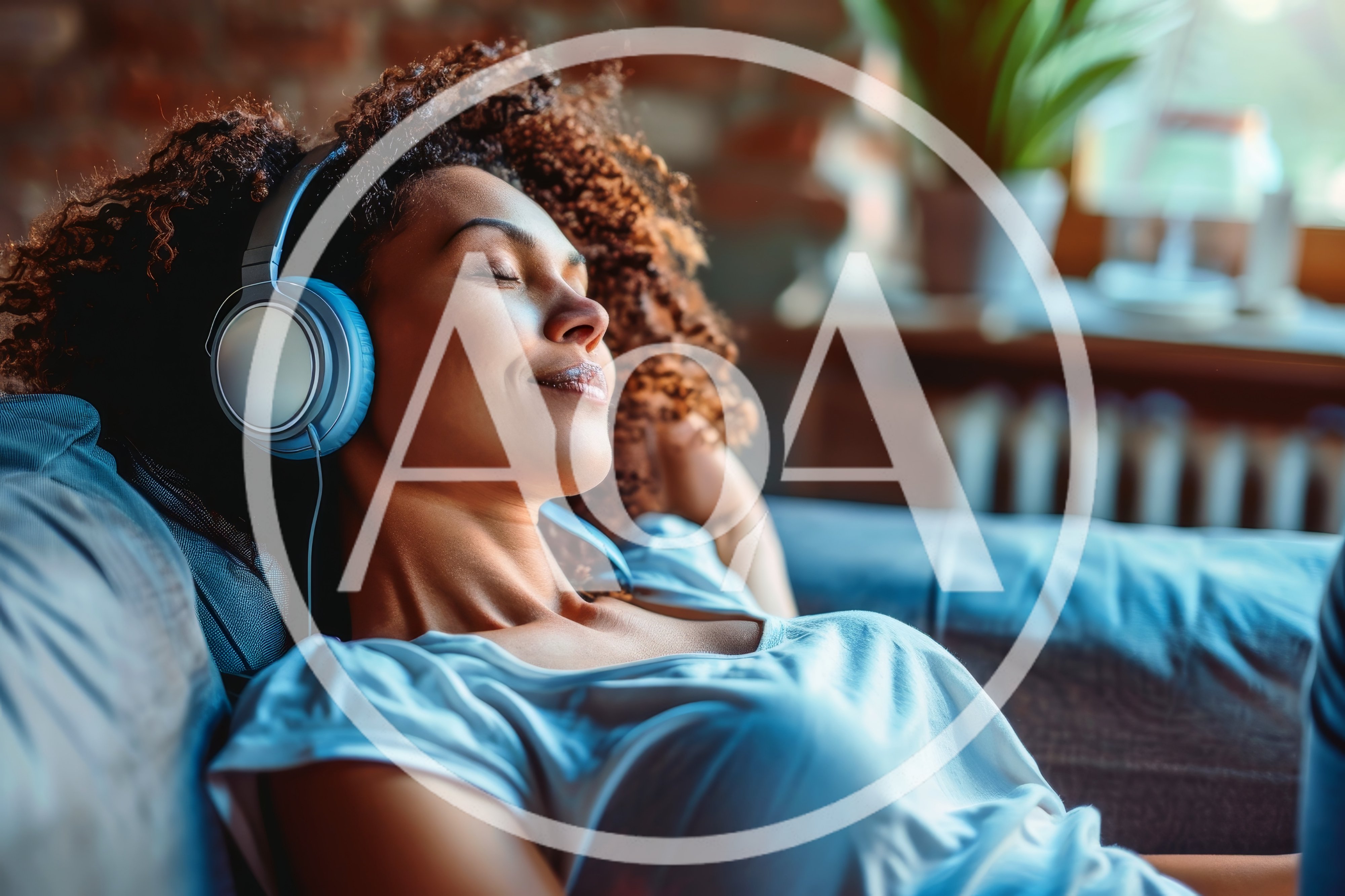 Relaxed Woman Listening To Music With Headphones At Home