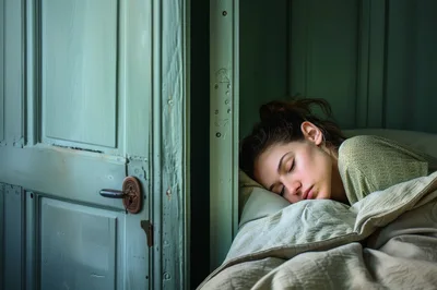 Young Woman Sleeping Peacefully In A Bedroom