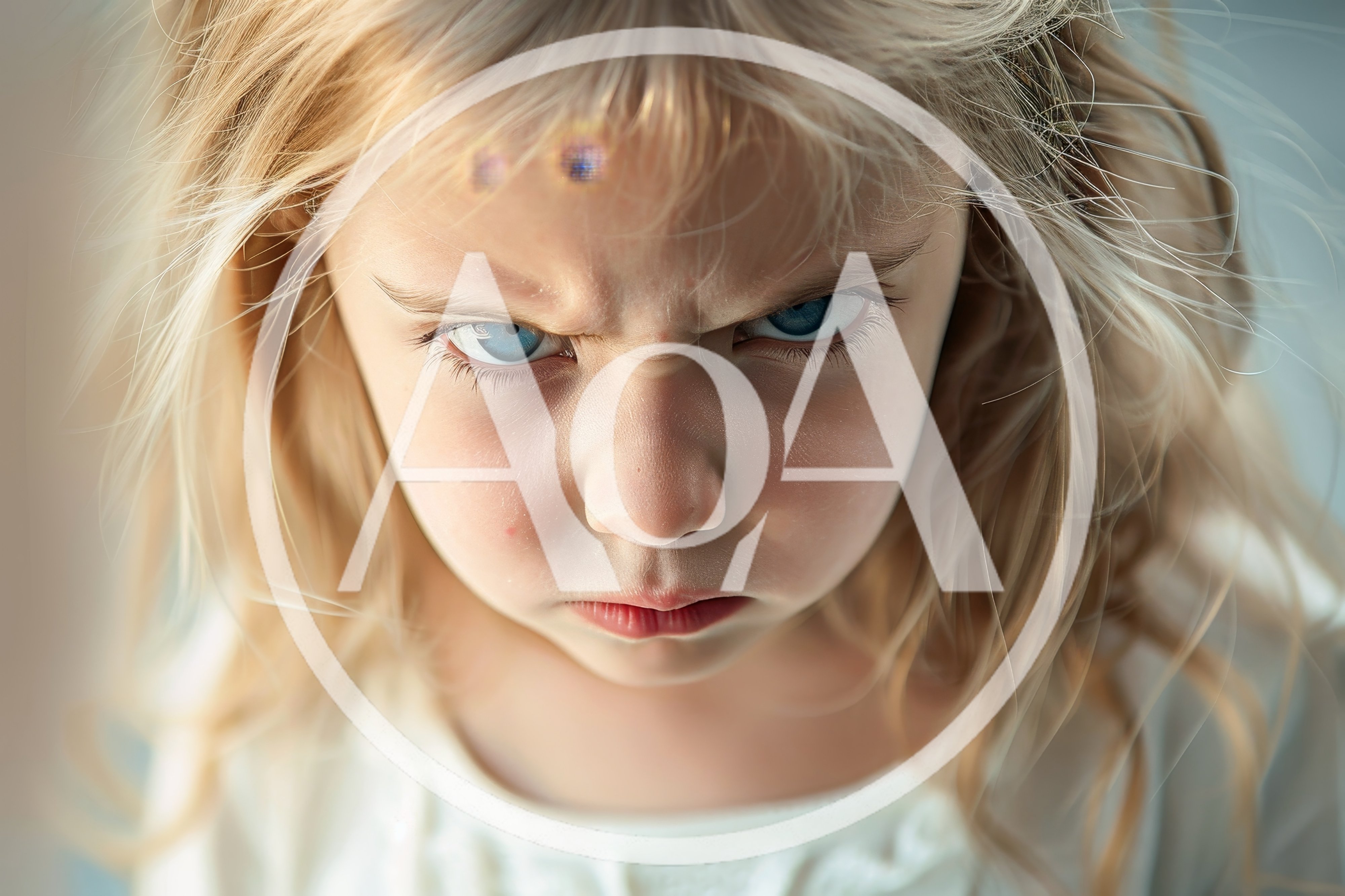 Close Up Portrait Of An Angry Young Girl