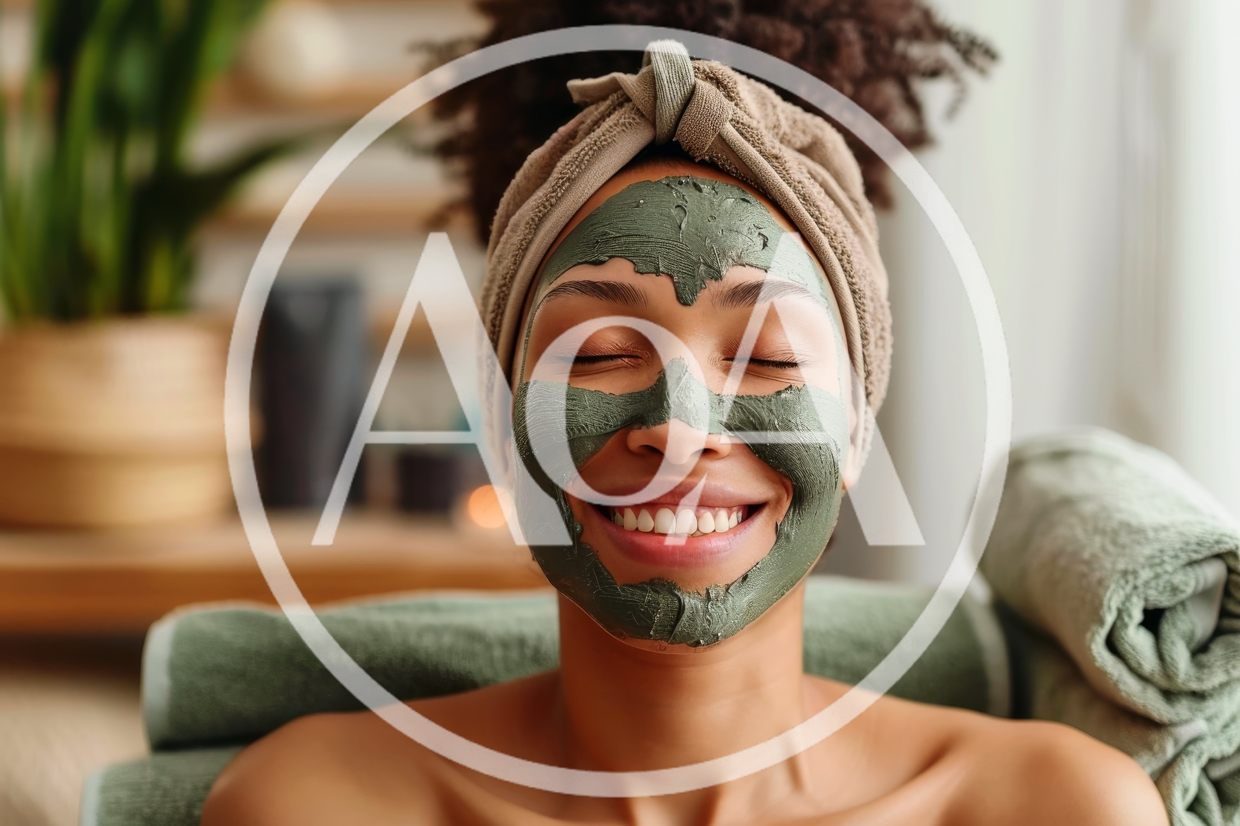 Young Woman Relaxing With A Green Clay Face Mask