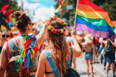 People Celebrating At A Vibrant Pride Parade