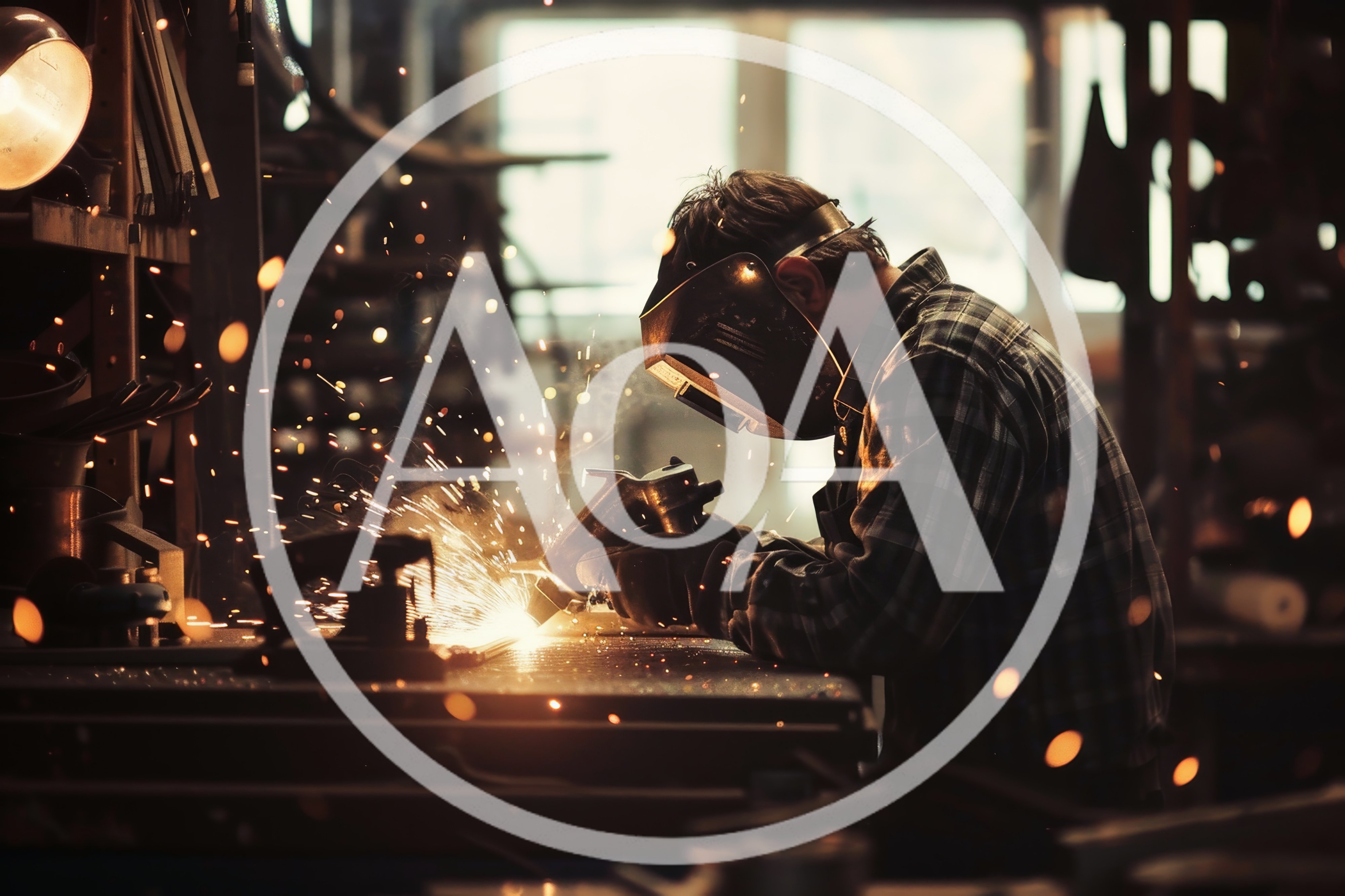 Welder Working With Sparks In A Metal Workshop