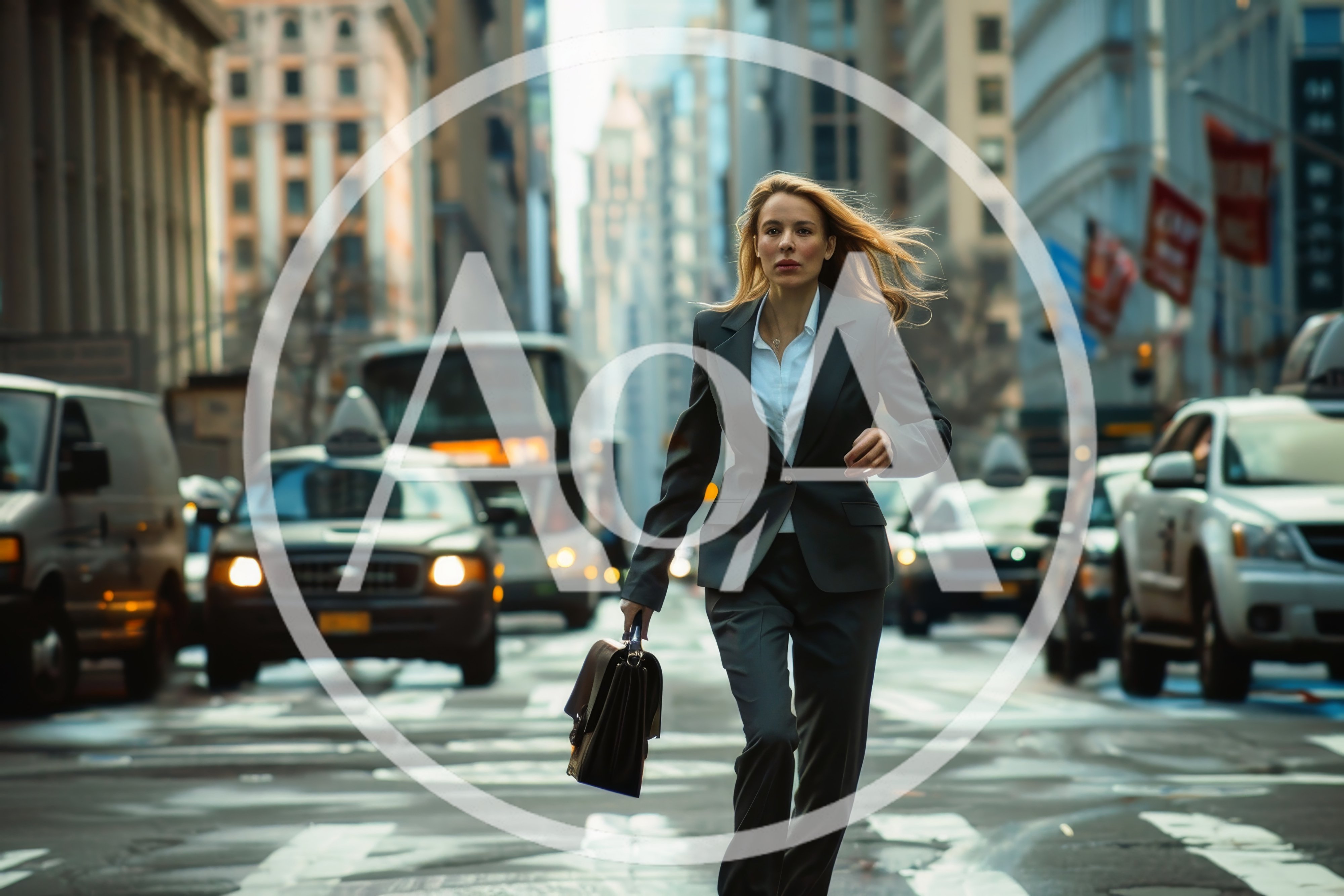 Businesswoman Running Through Busy New York City Street