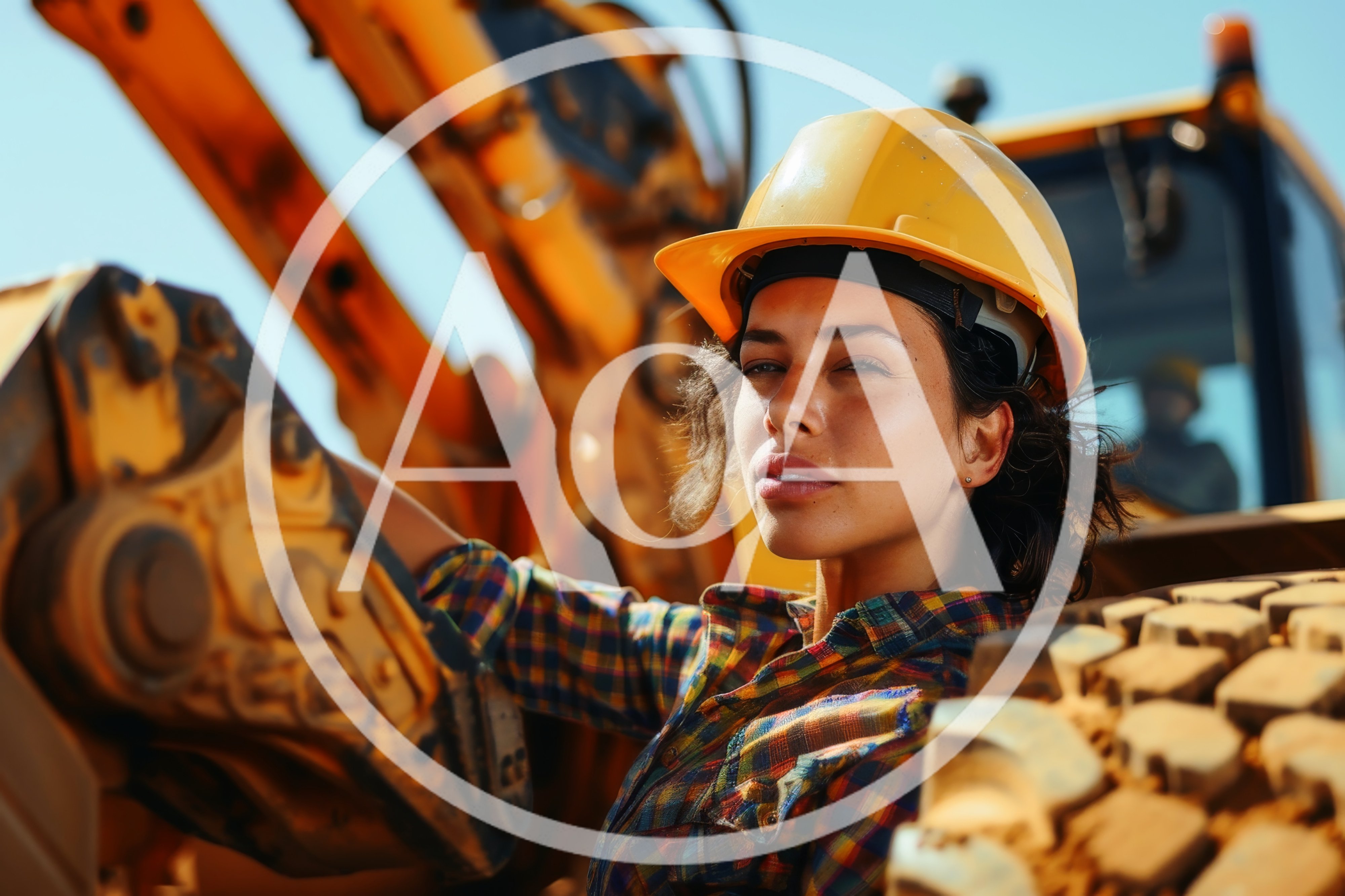 Female Construction Worker Posing Near Heavy Machinery
