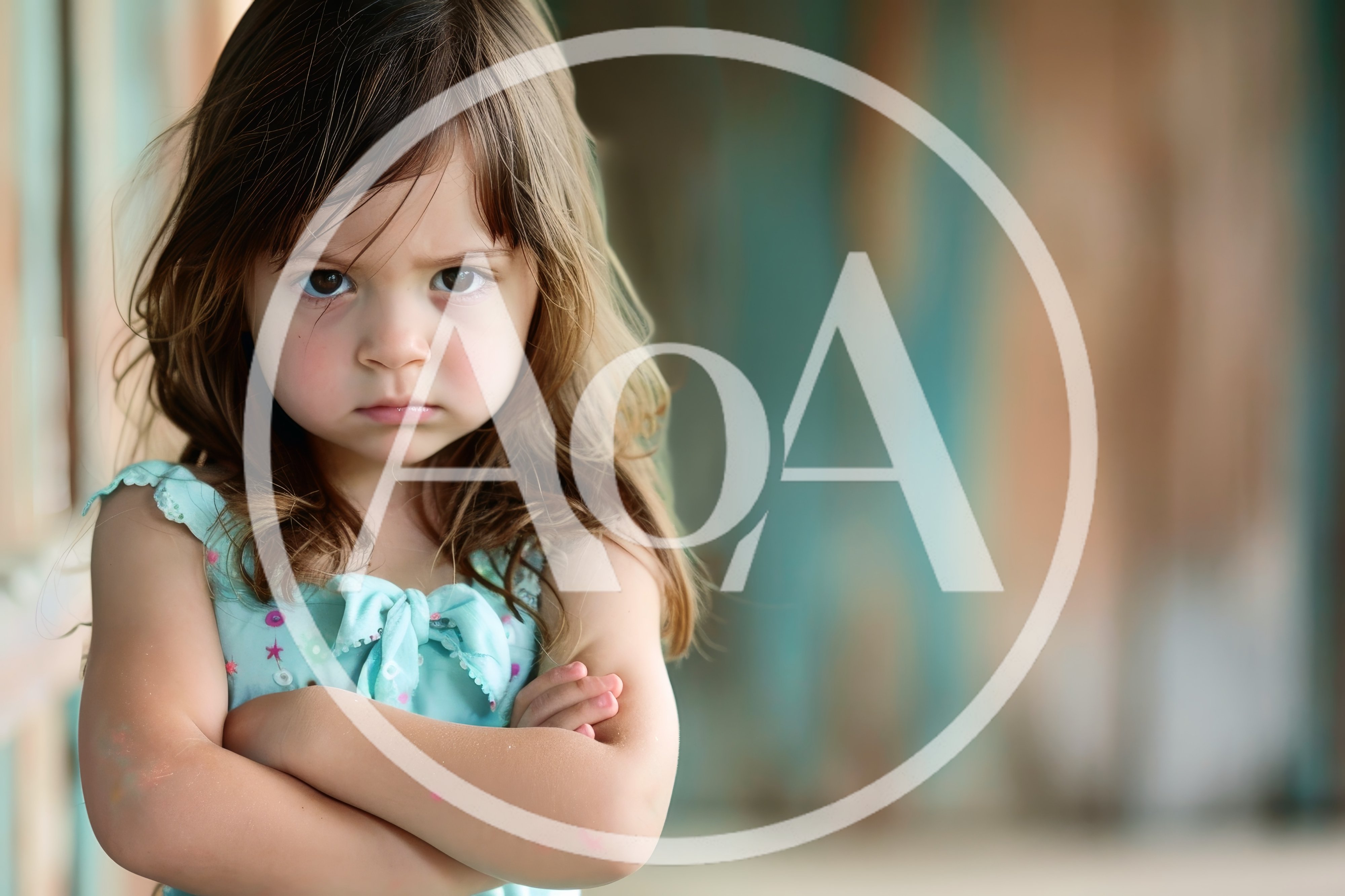 Portrait Of A Grumpy Little Girl With Crossed Arms