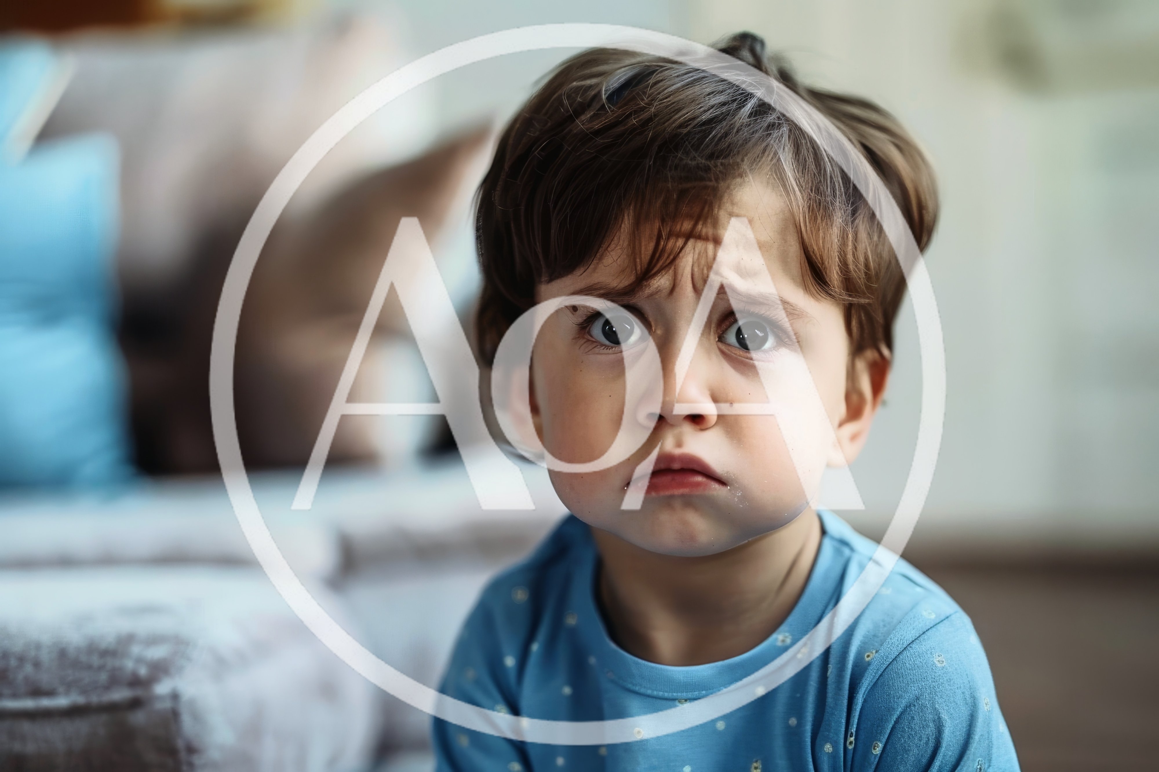Sad Toddler Looking At Camera In Living Room