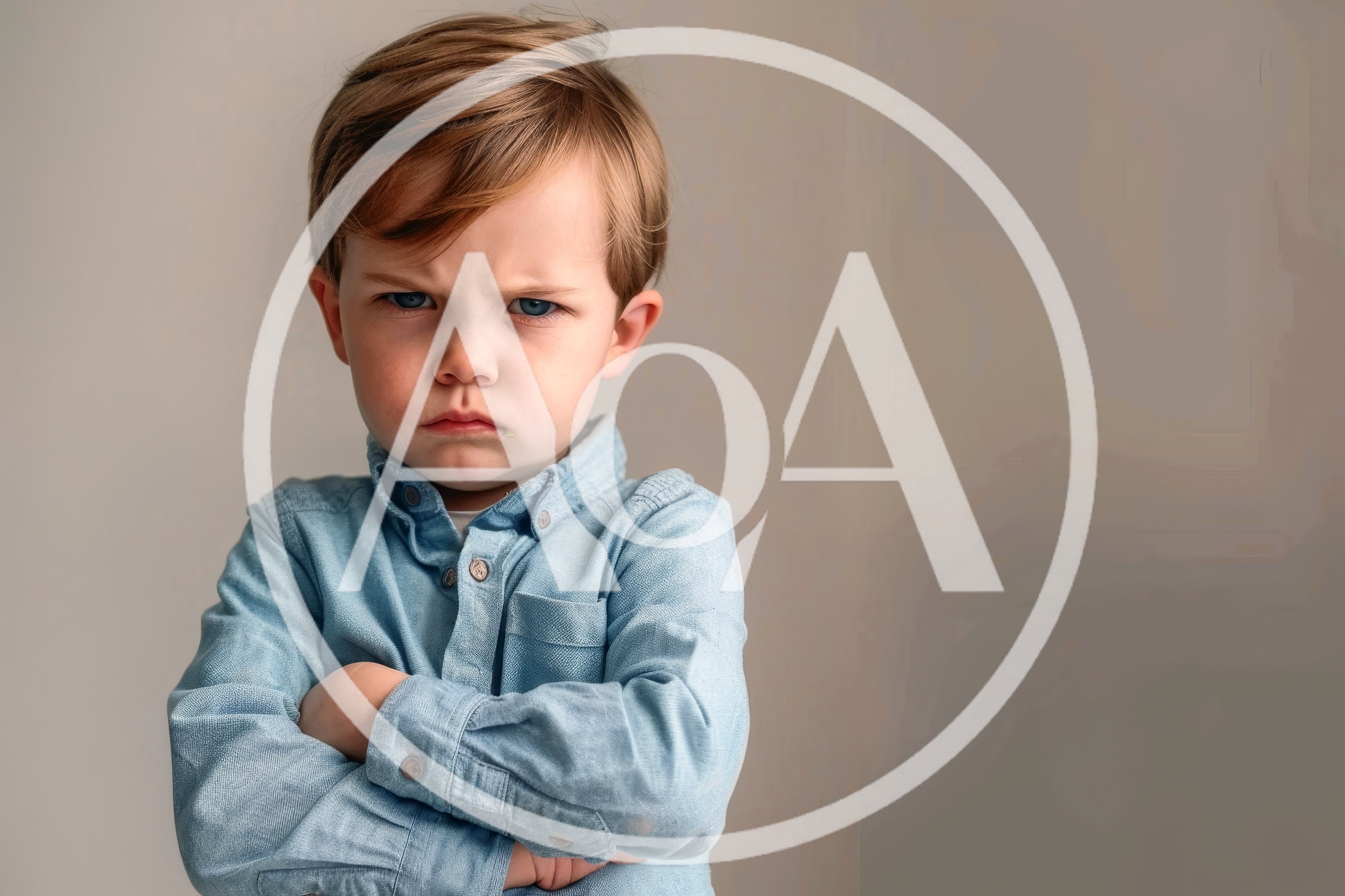 Angry Young Boy With Crossed Arms