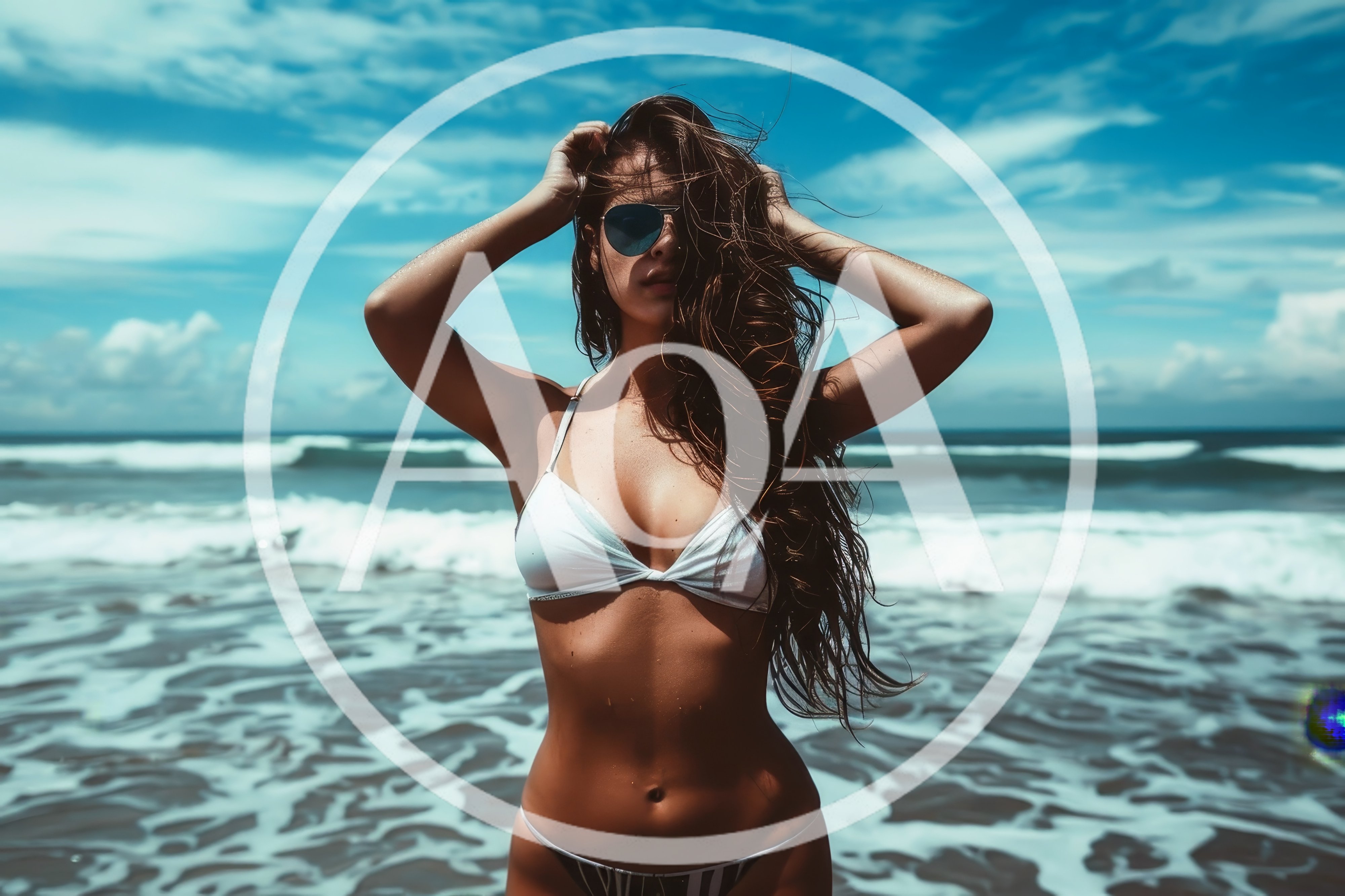 Young Woman Posing In Bikini On Tropical Beach