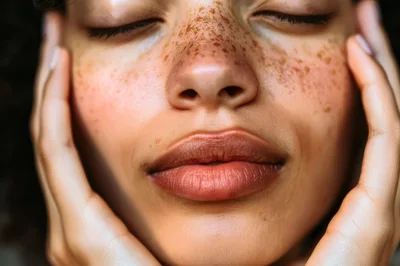 Close Up Portrait Of A Woman With Freckles