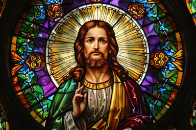Stained Glass Window Depicting Jesus Christ