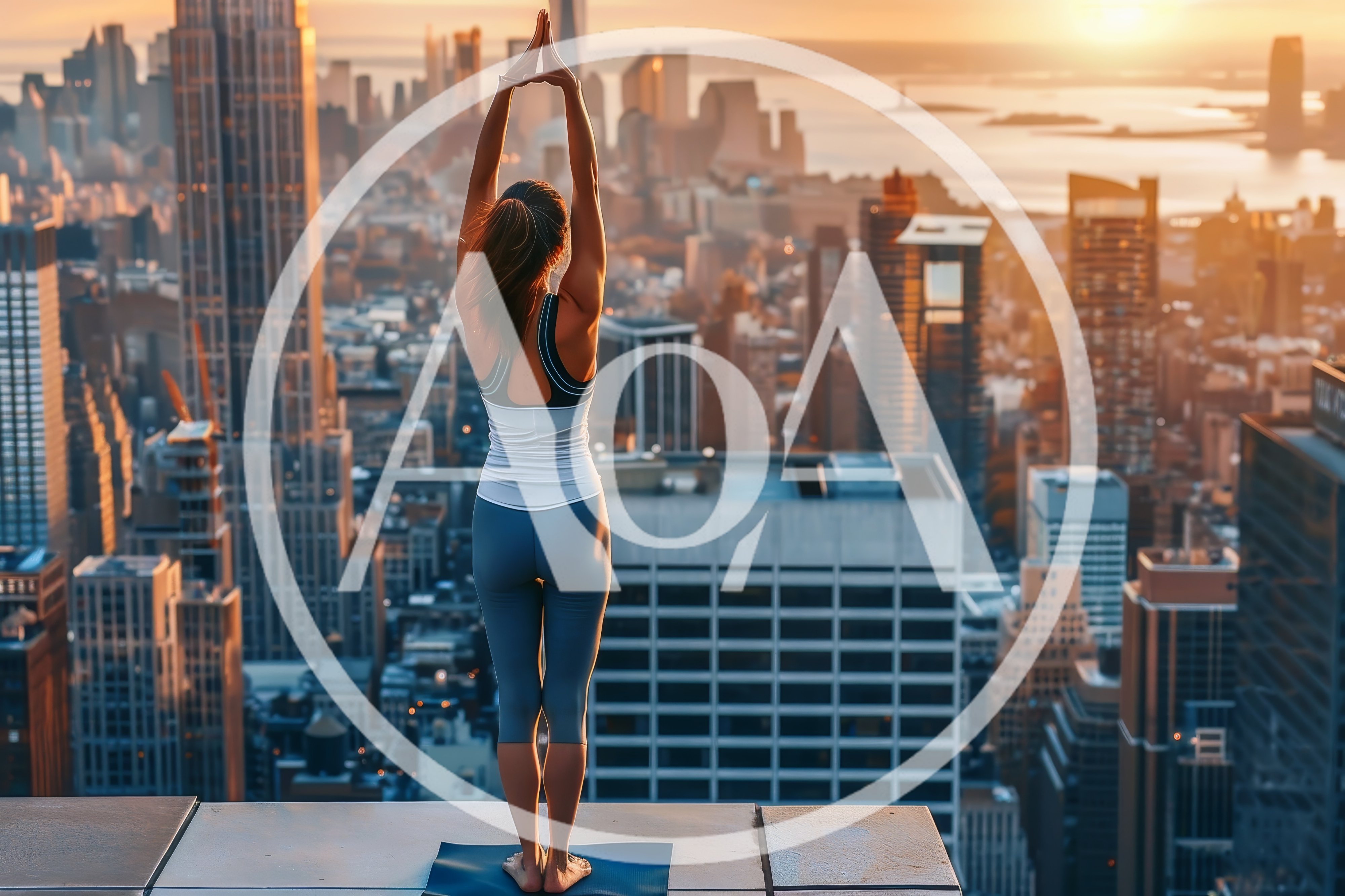 Woman Practicing Yoga On A Rooftop At Sunset