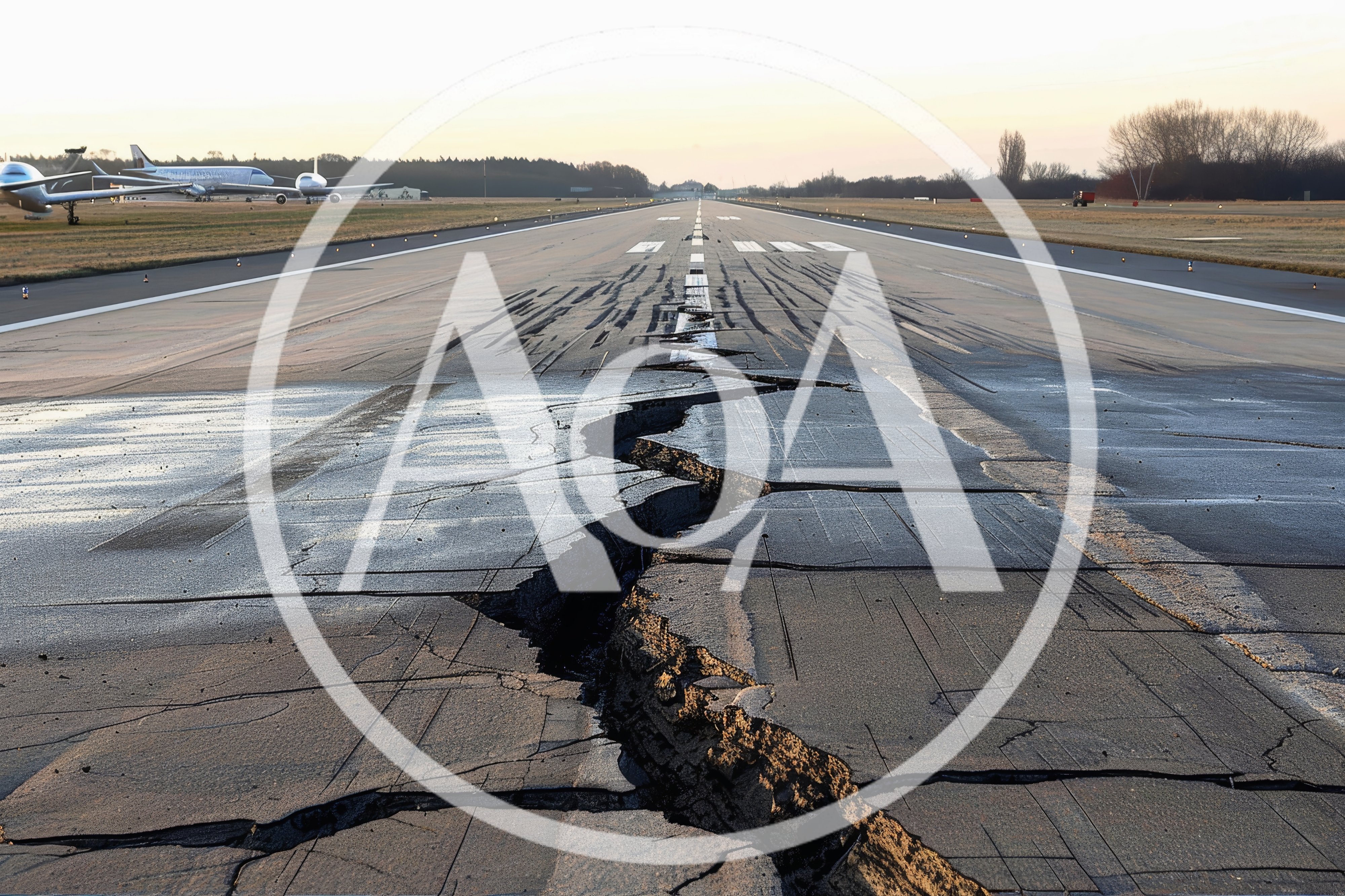 Severe Earthquake Damage To Airport Runway Surface