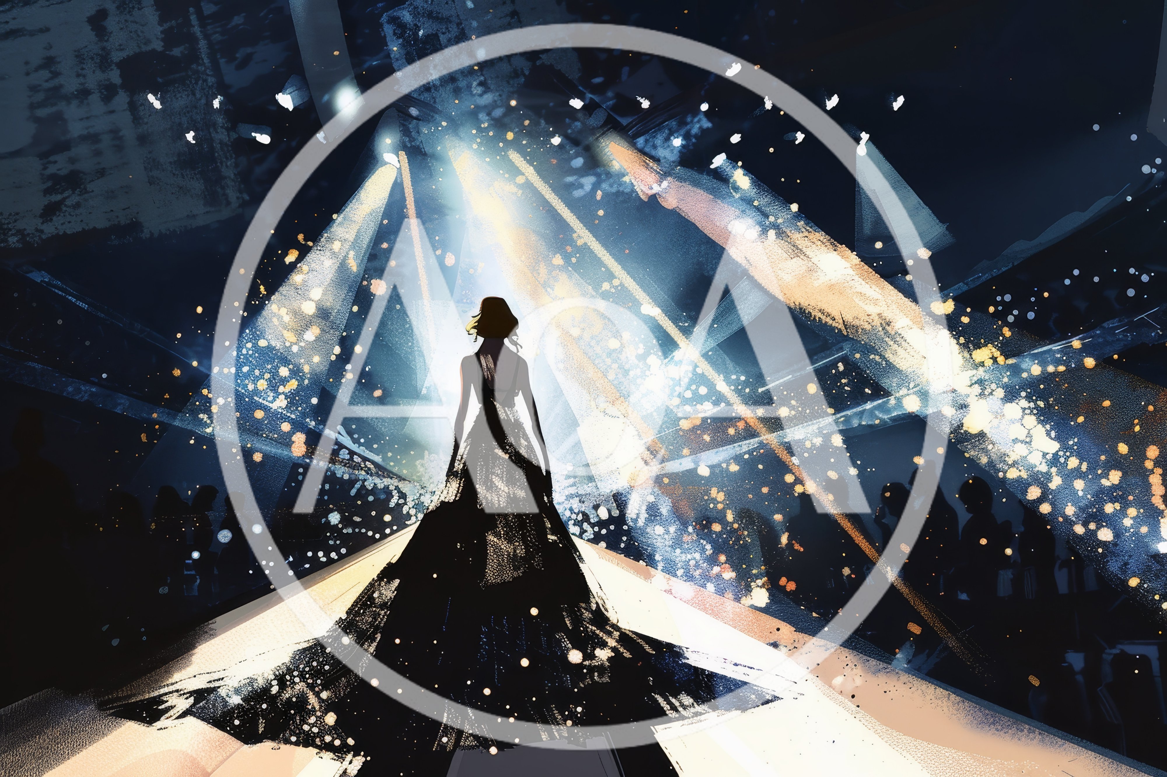 Fashion Model Walking Down A Glowing Runway