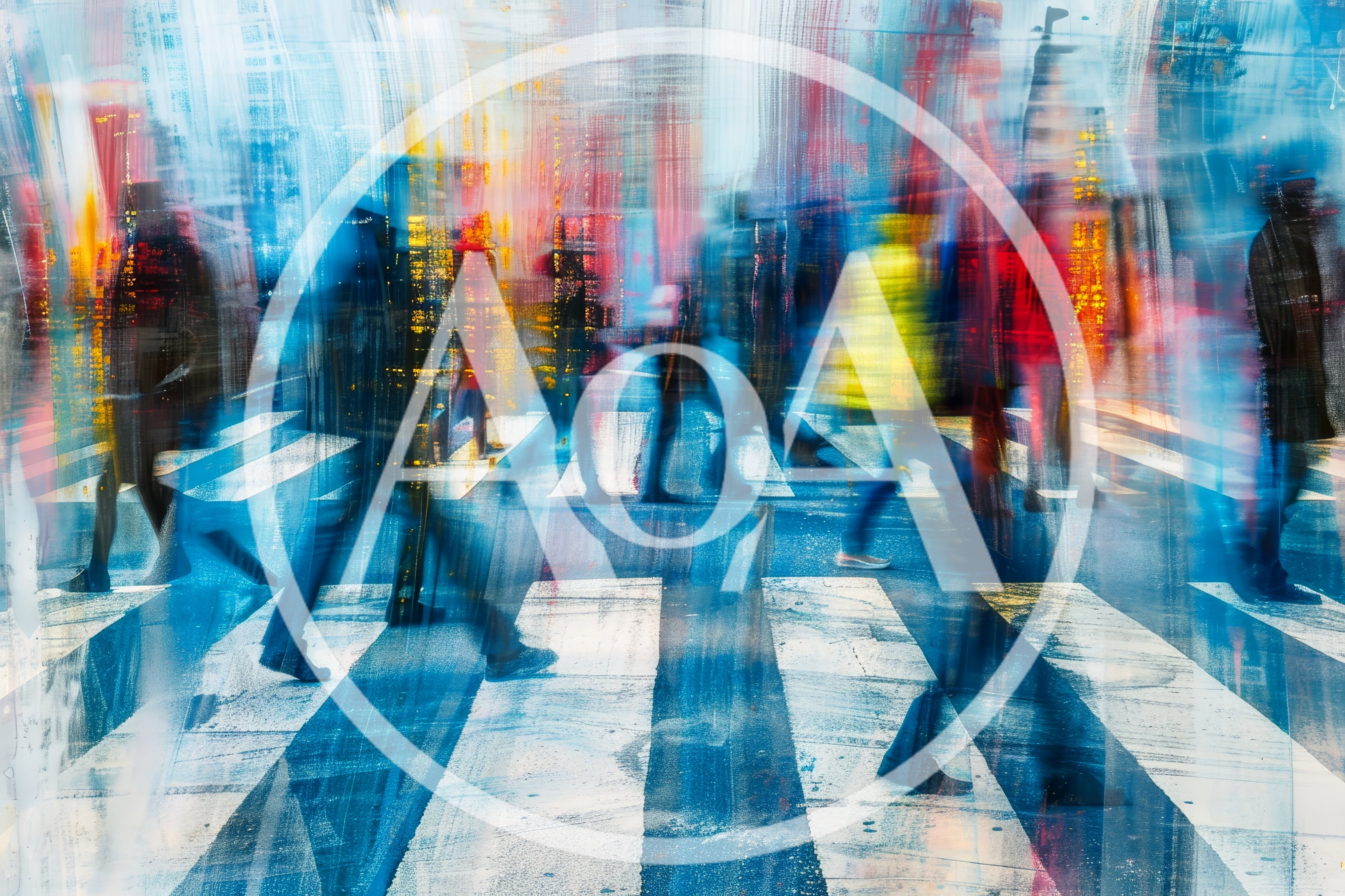 Abstract Motion Blur Of Pedestrians Crossing A City Street