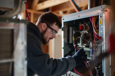 HVAC Technician Repairing Residential Heating System