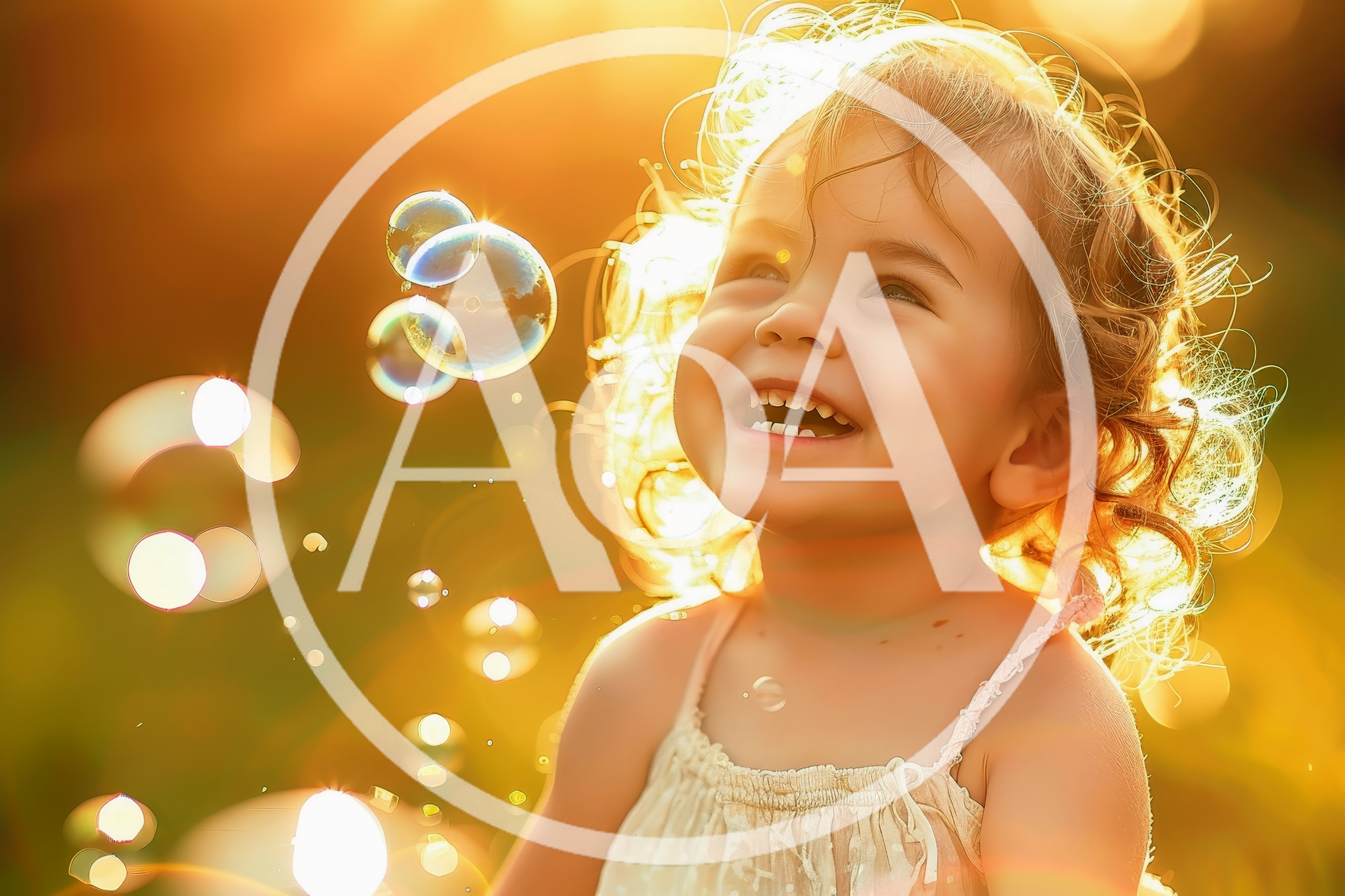 Happy Toddler Girl Playing With Bubbles Outdoors