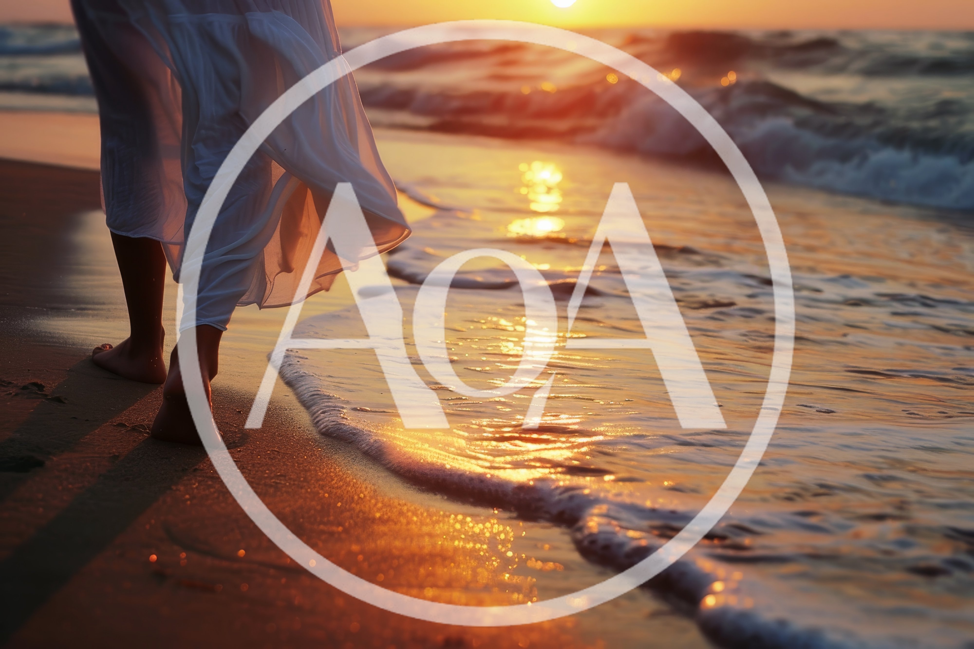Woman Walking Barefoot Along The Beach At Sunset