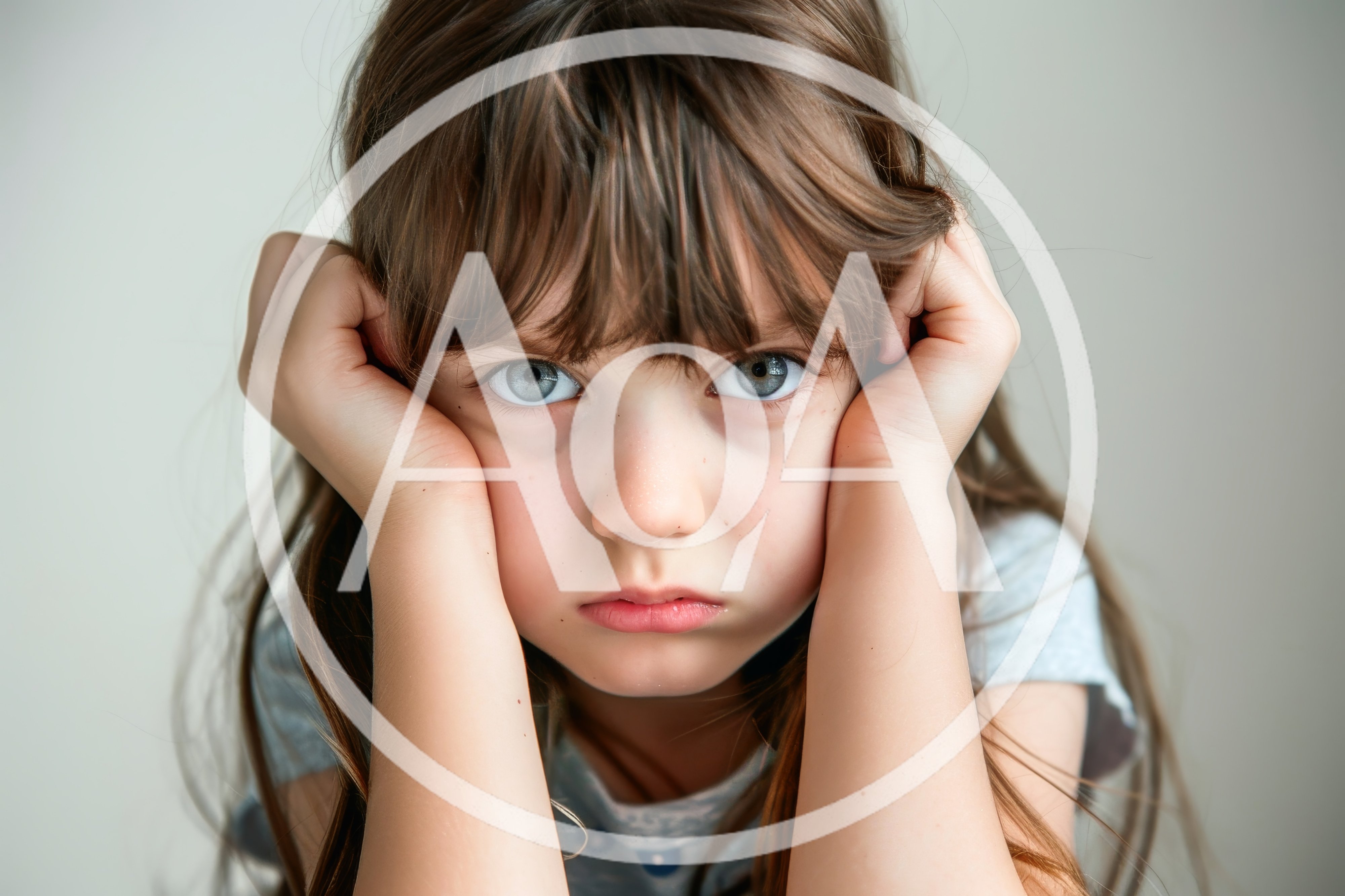Portrait Of A Sad Young Girl With Blue Eyes