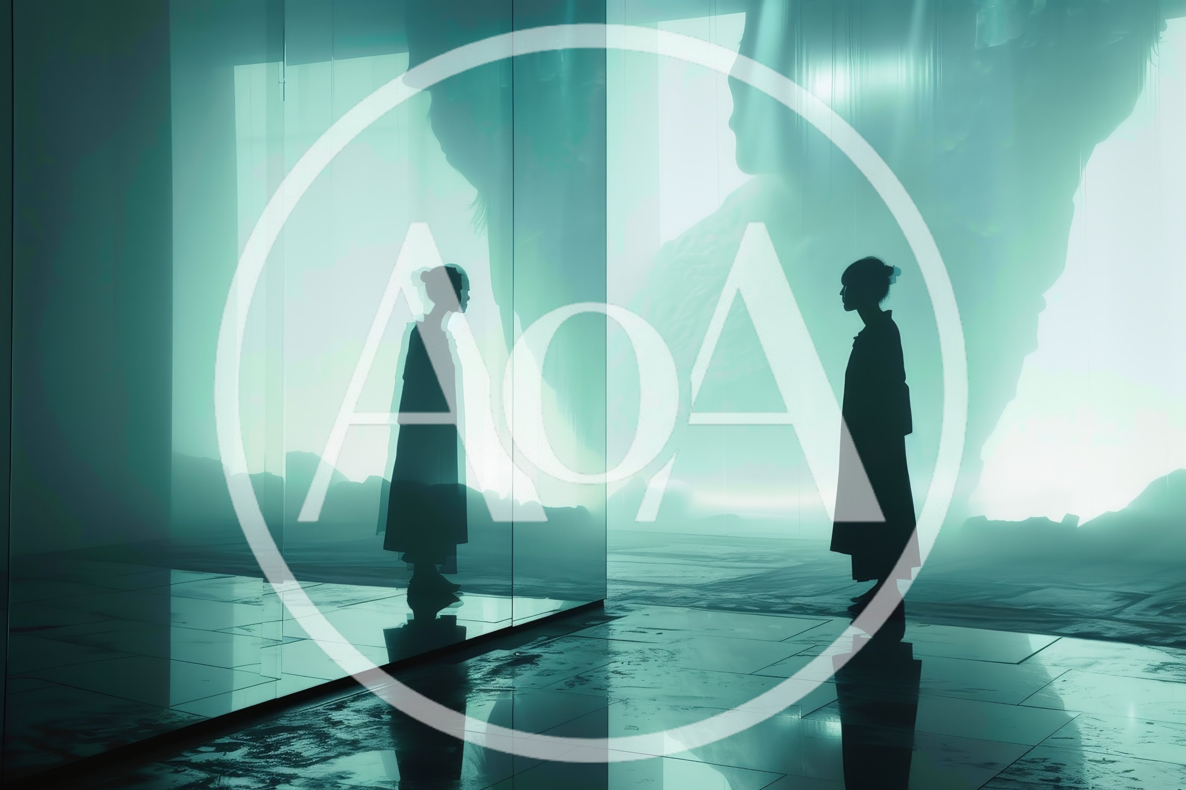 Silhouette Of A Woman Standing Before A Reflective Glass