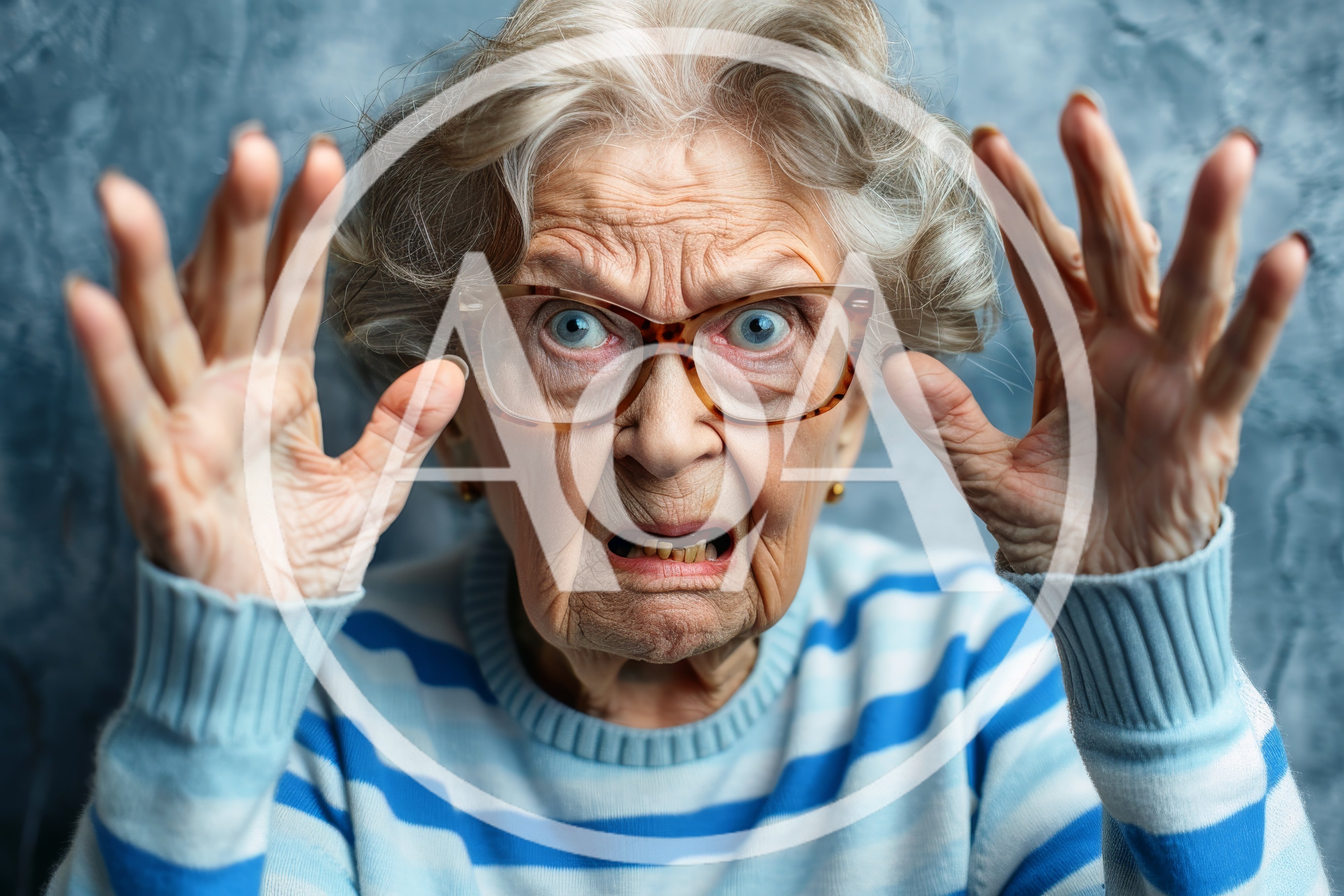 Elderly Woman Expressing Shock And Frustration