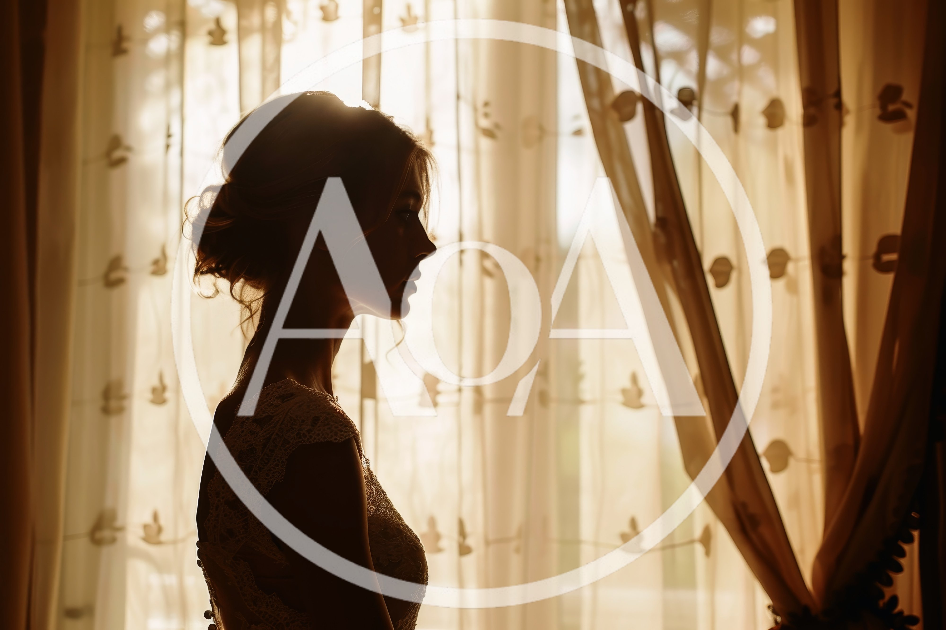 Silhouette Of A Bride Standing By A Window