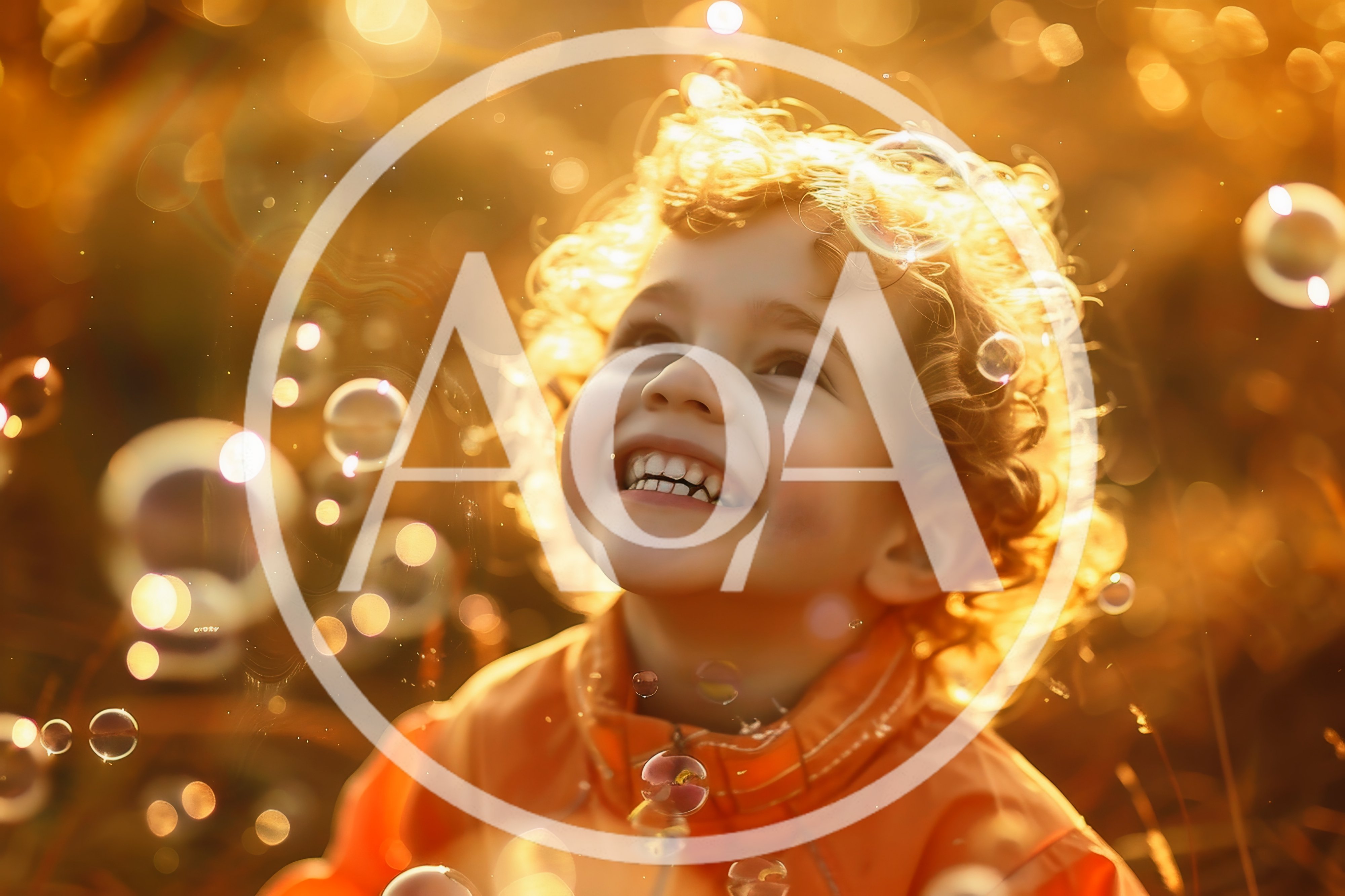 Happy Child Playing With Bubbles In Golden Sunlight