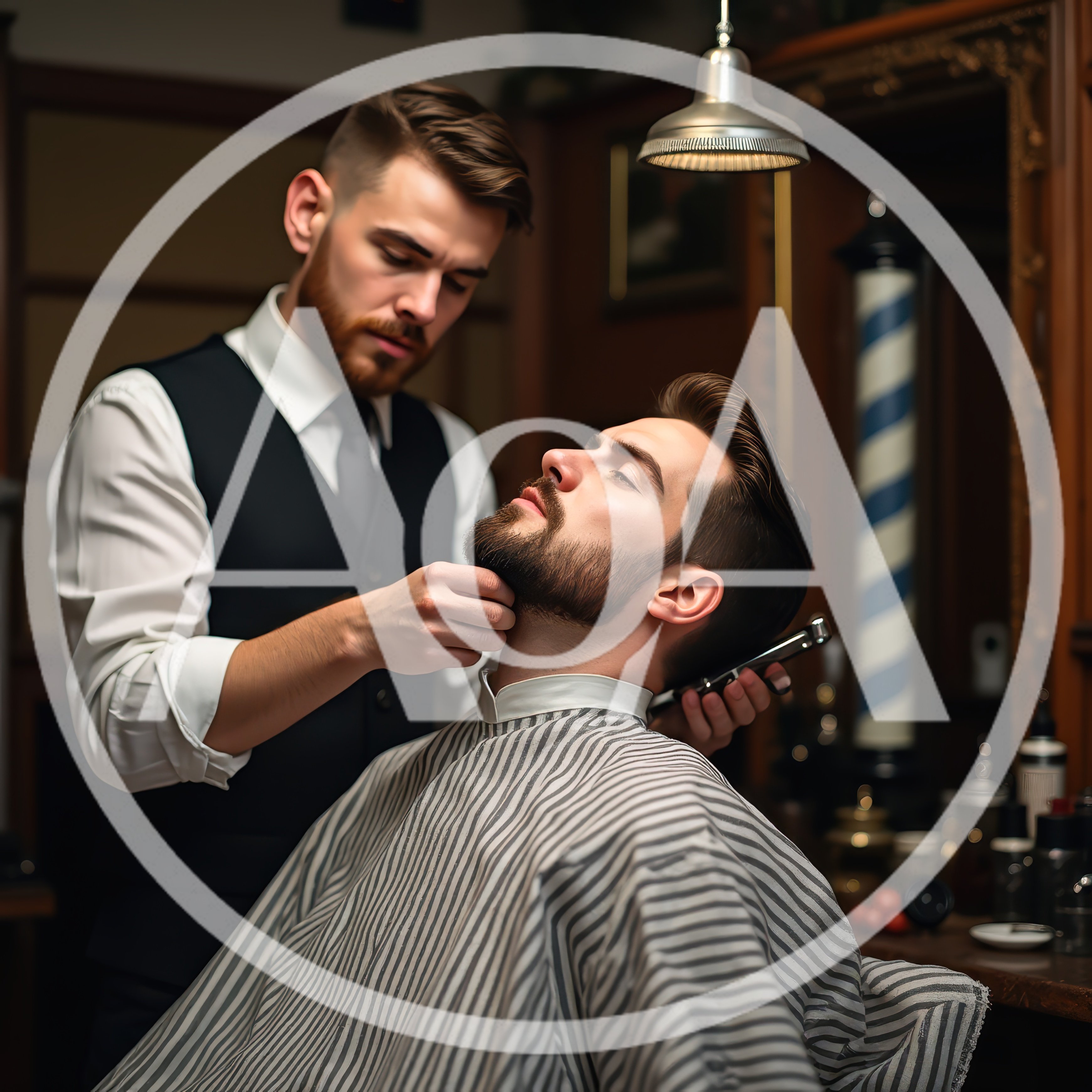 Professional Barber Grooming A Client In A Vintage Shop