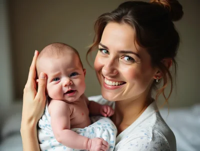Happy Mother Holding Her Newborn Baby