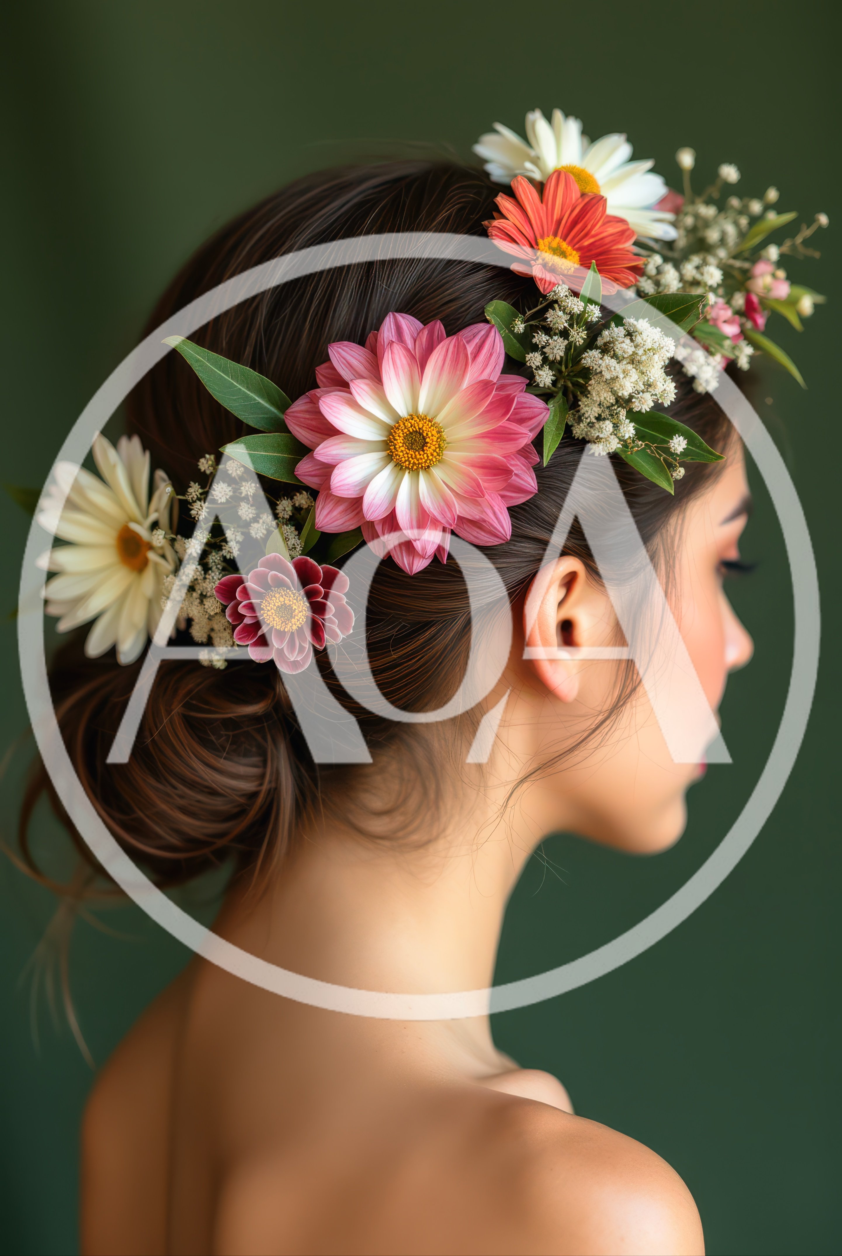 Young Woman With Floral Hair Arrangement