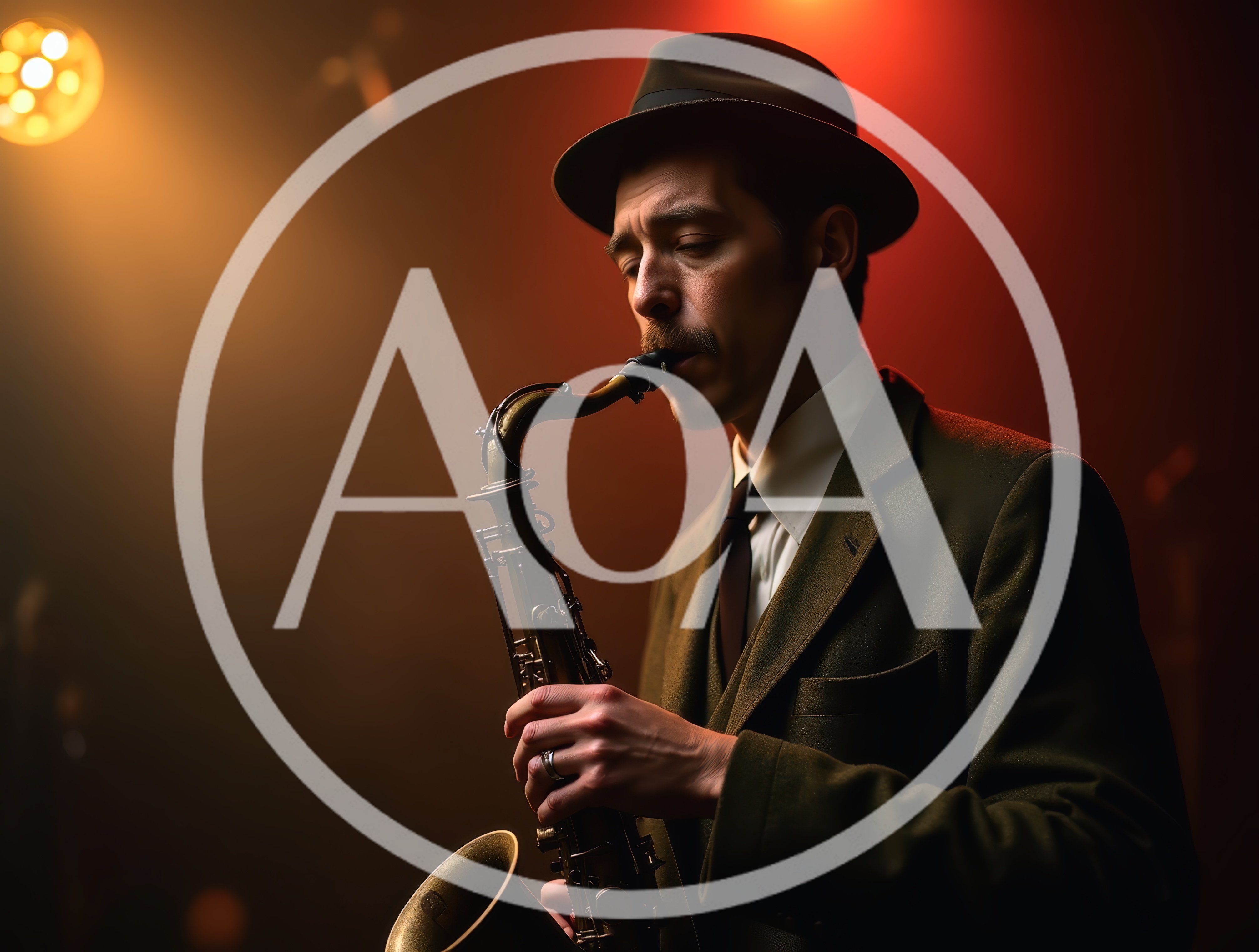 Jazz Musician Playing Saxophone In Dimly Lit Club