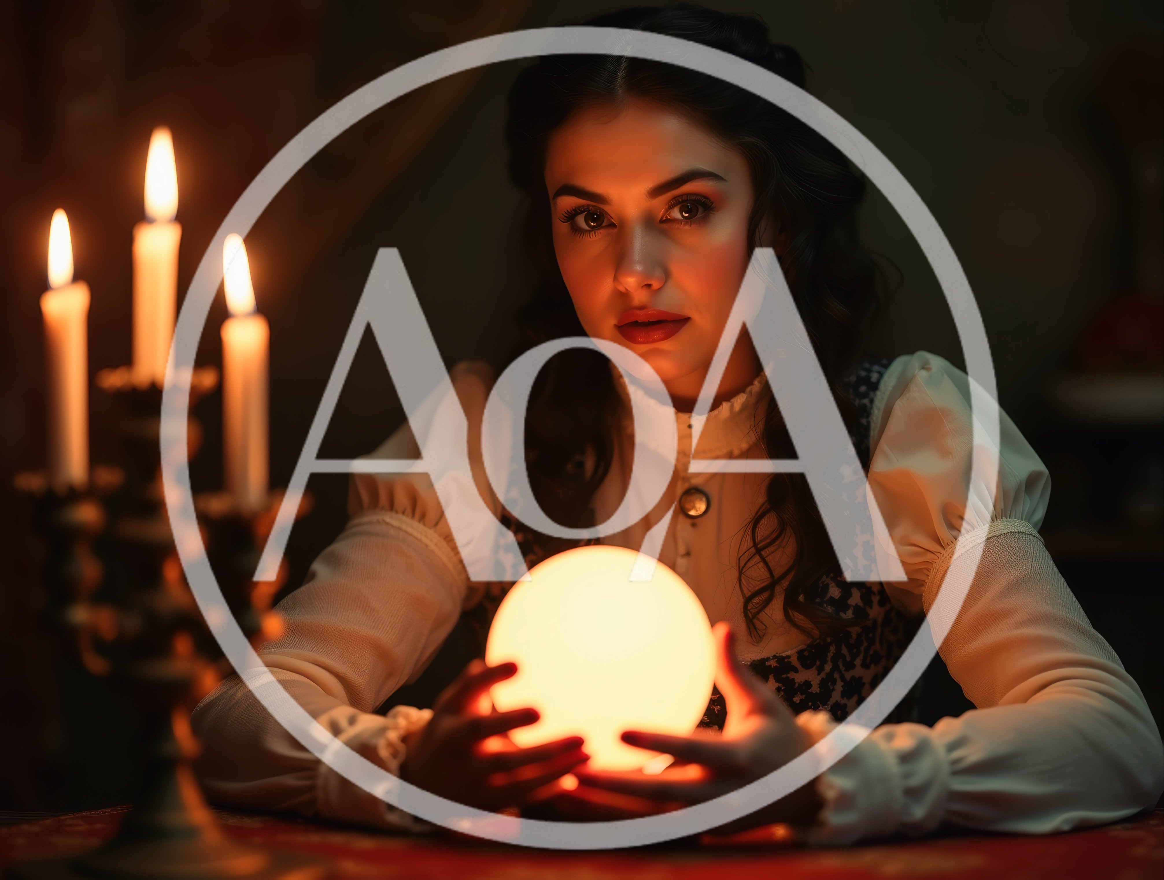 Mystical Fortune Teller Gazing Into Glowing Crystal Ball