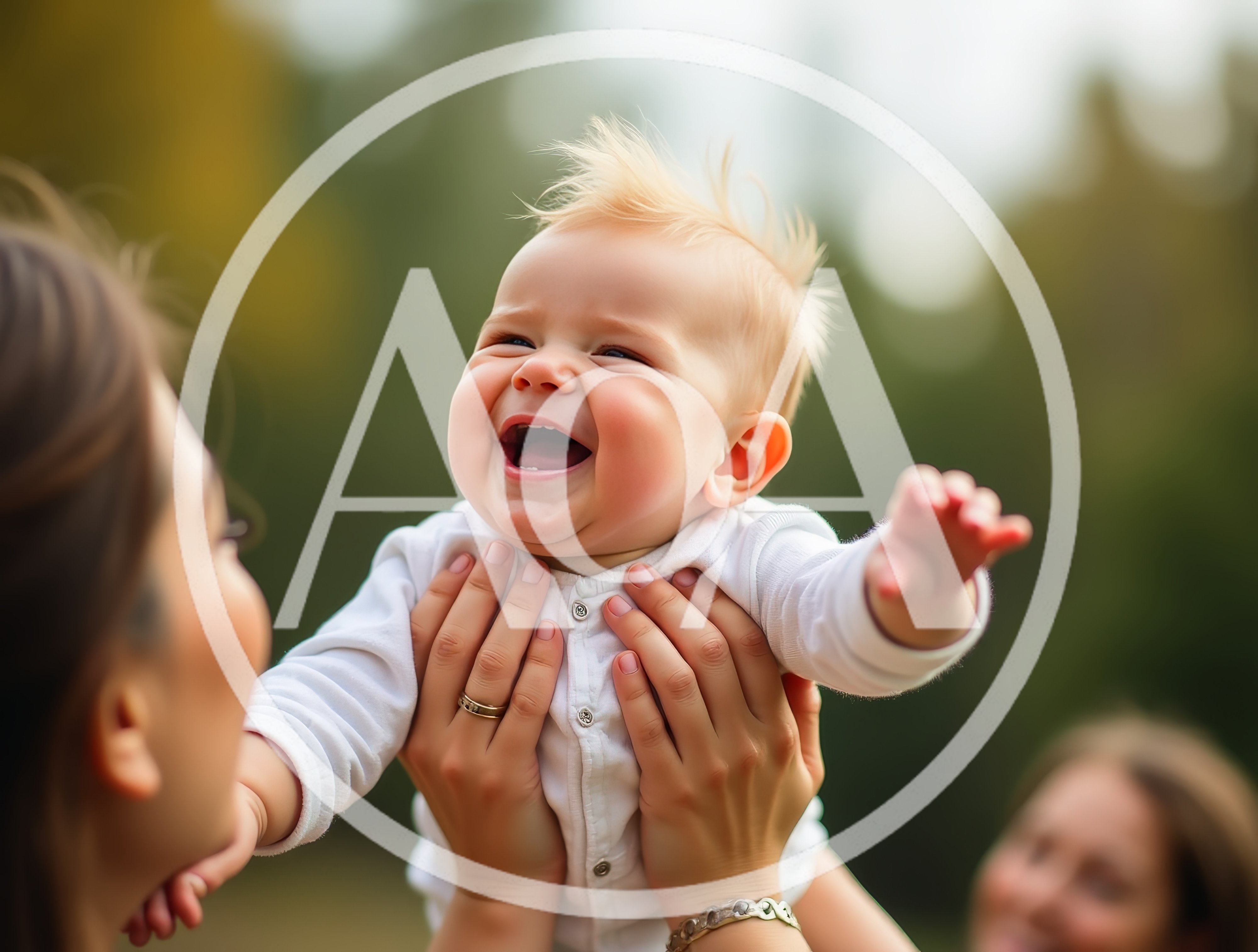 Mother Lifting Her Happy Baby Outdoors