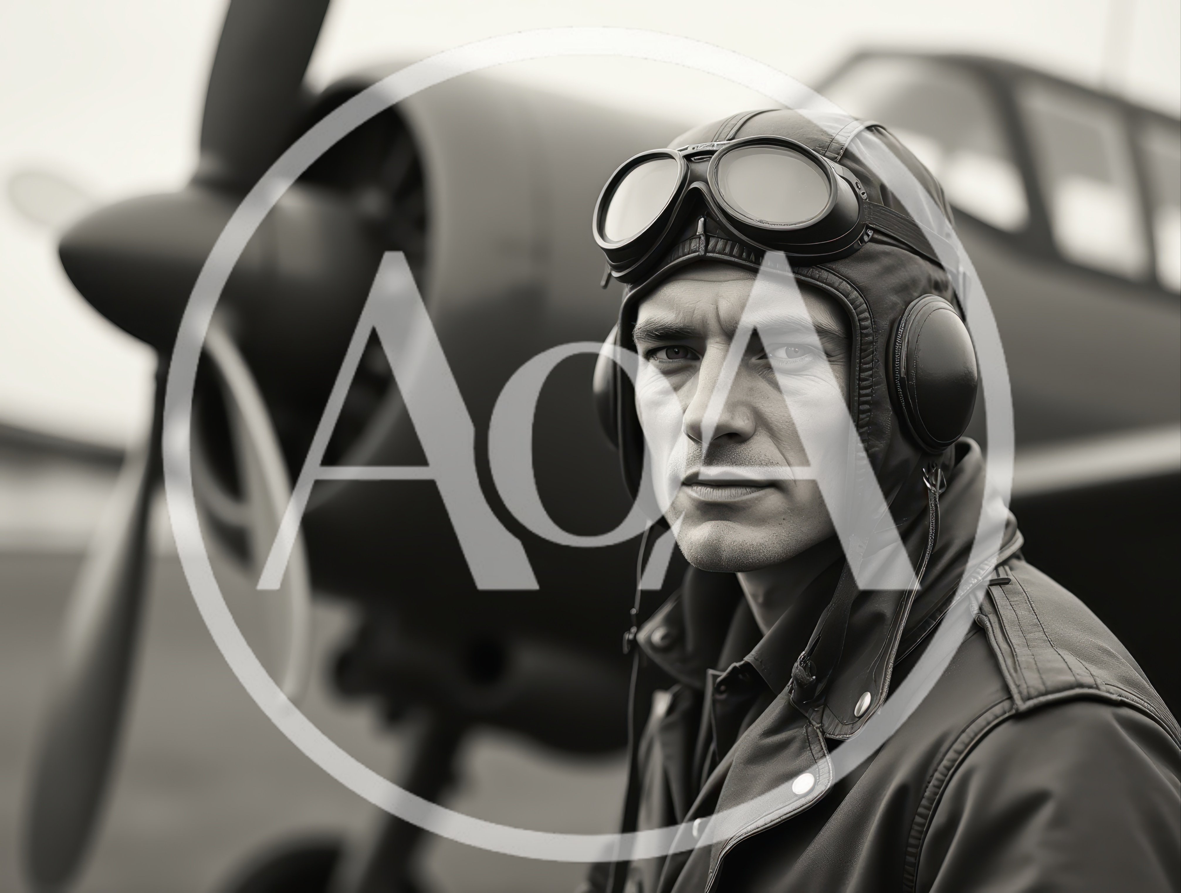Portrait Of A Vintage Pilot In Leather Gear