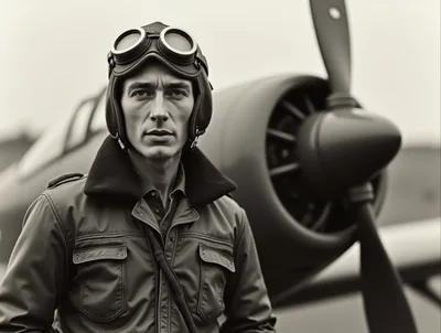 Portrait Of A Vintage World War II Fighter Pilot