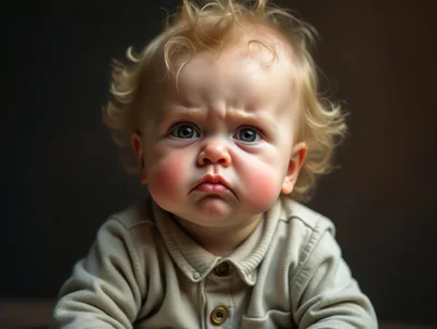 Portrait Of A Grumpy Blonde Toddler