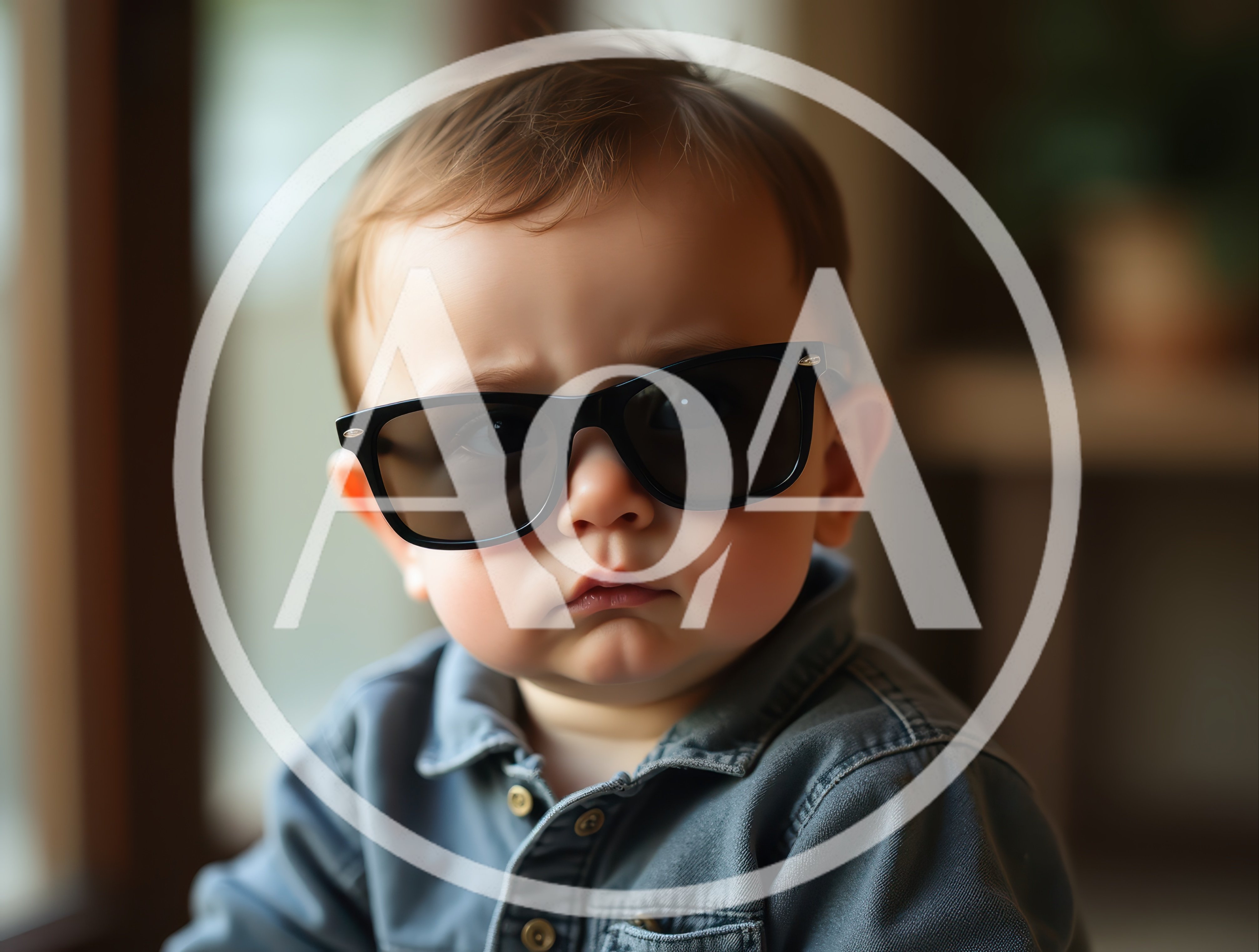 Cool Toddler Wearing Sunglasses In A Denim Shirt
