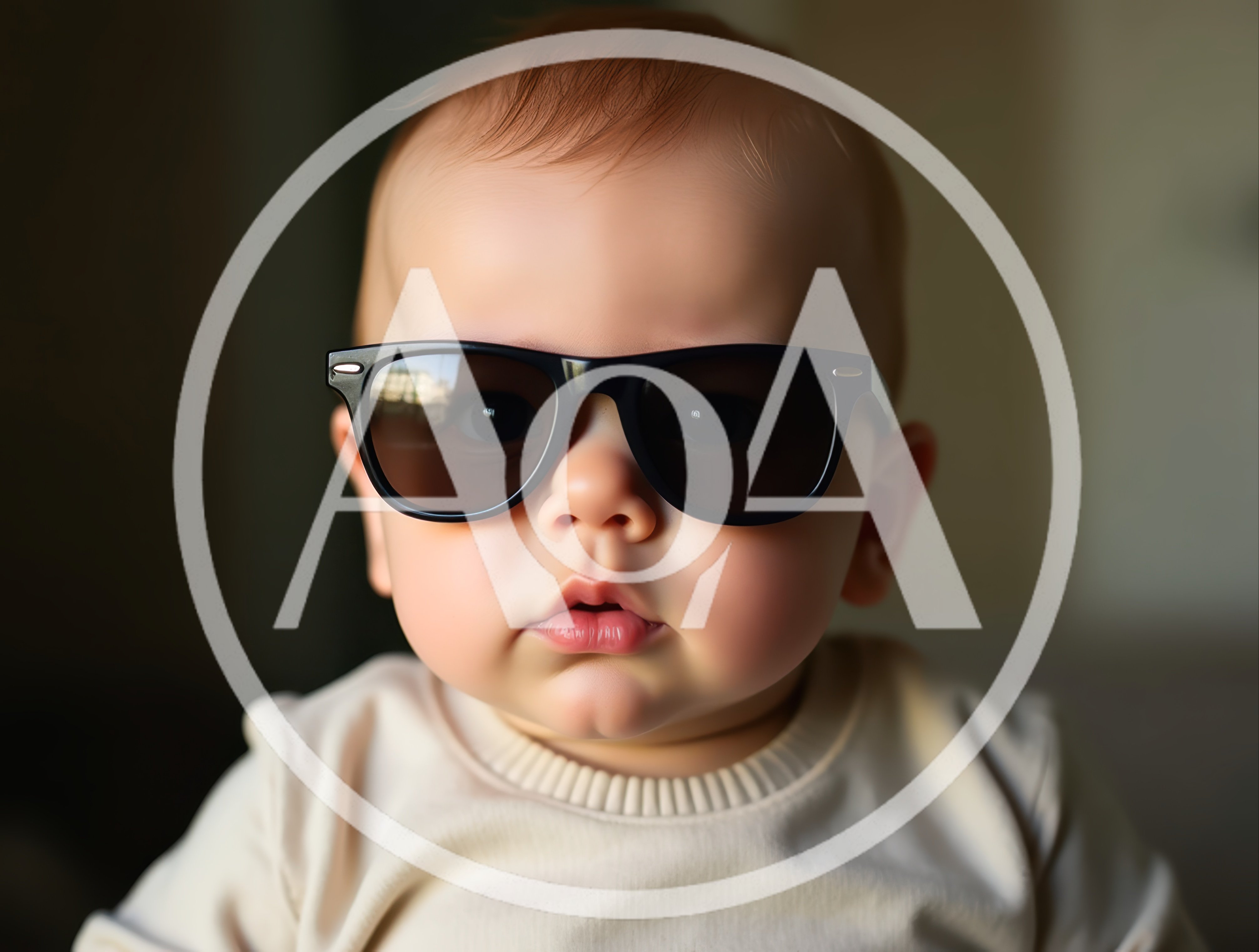 Cute Baby Wearing Black Sunglasses