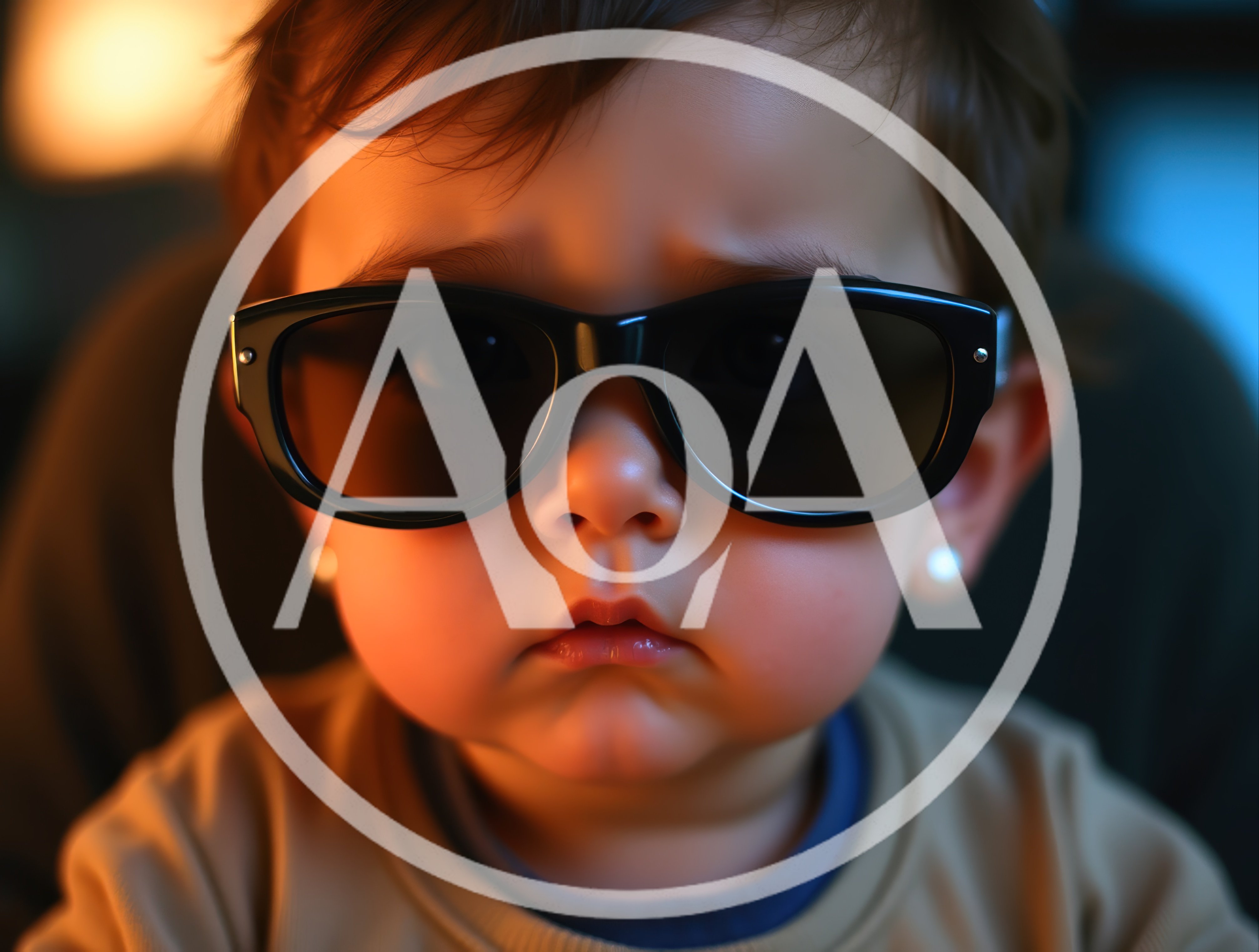Close Up Portrait Of A Toddler Wearing Sunglasses