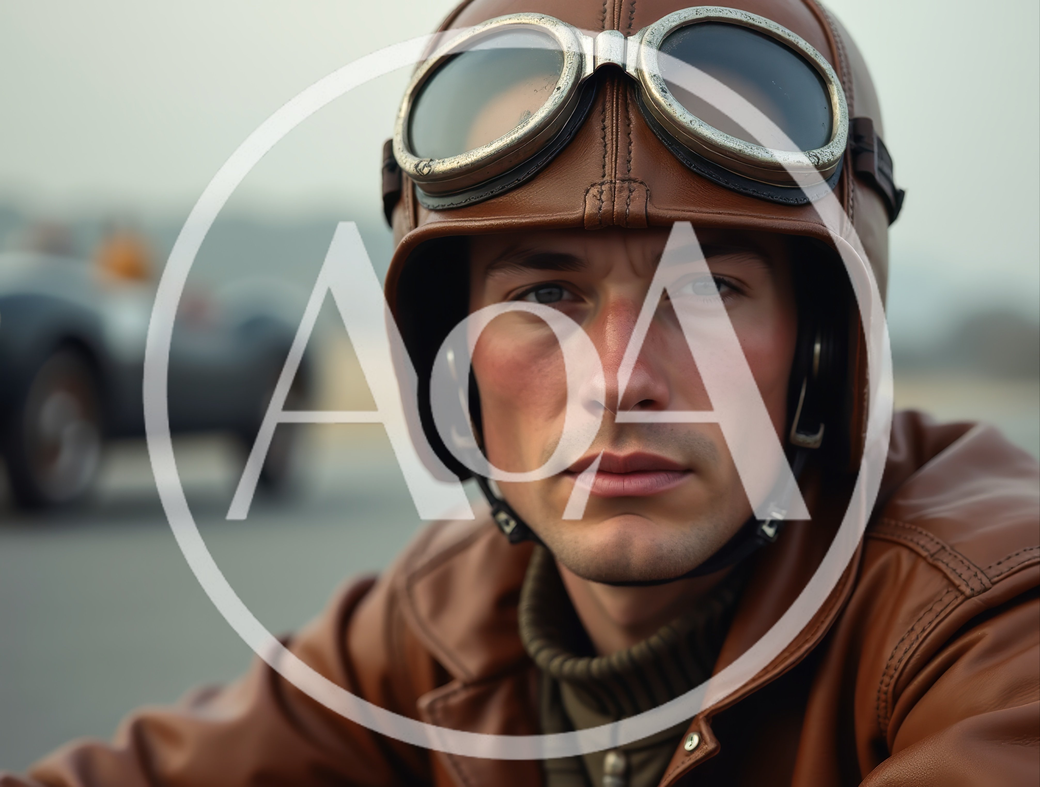 Portrait Of A Vintage Race Car Driver