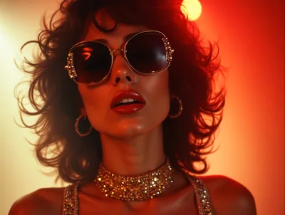 Glamorous Woman Wearing Sunglasses And Gold Jewelry