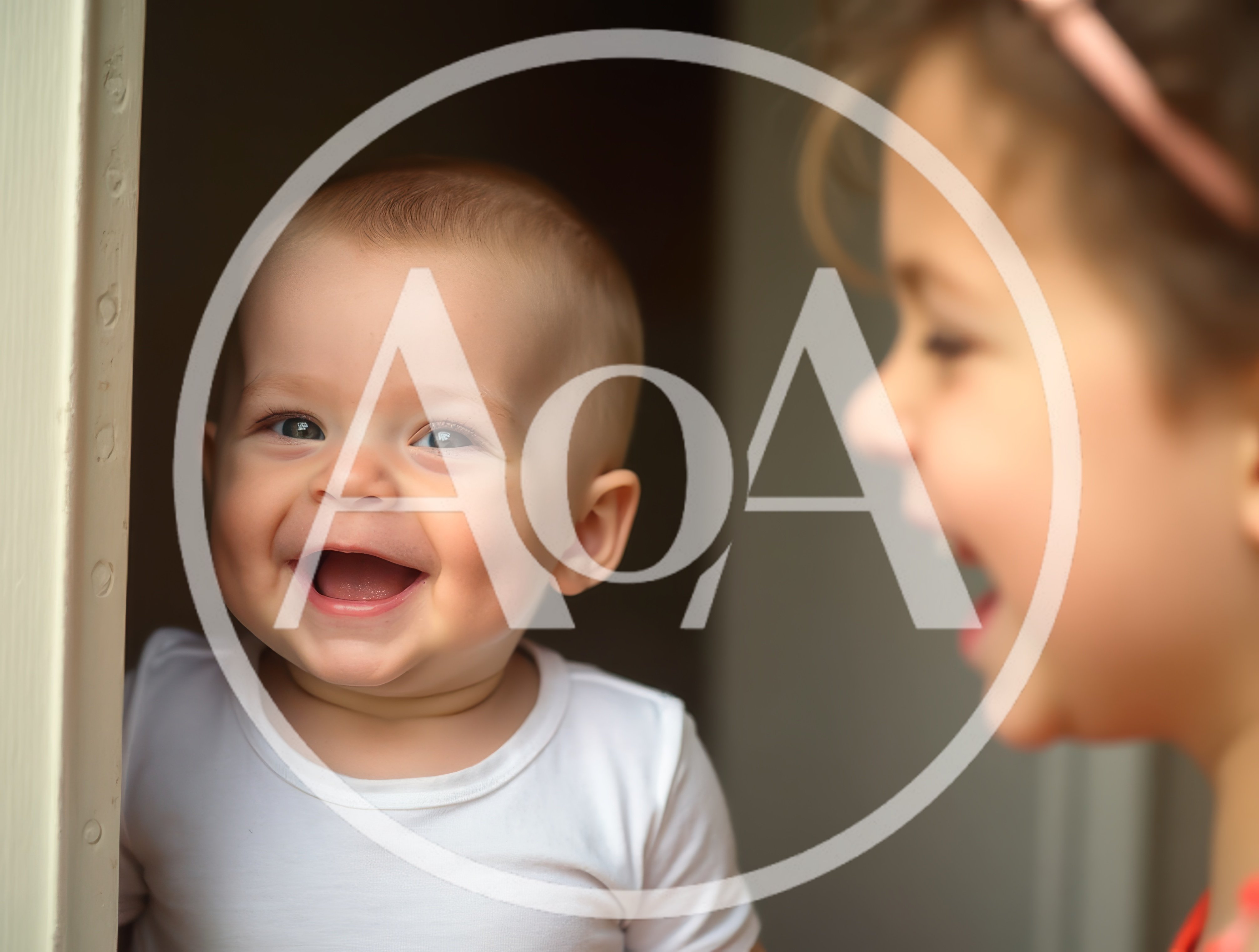 Happy Baby Smiling At Older Sister