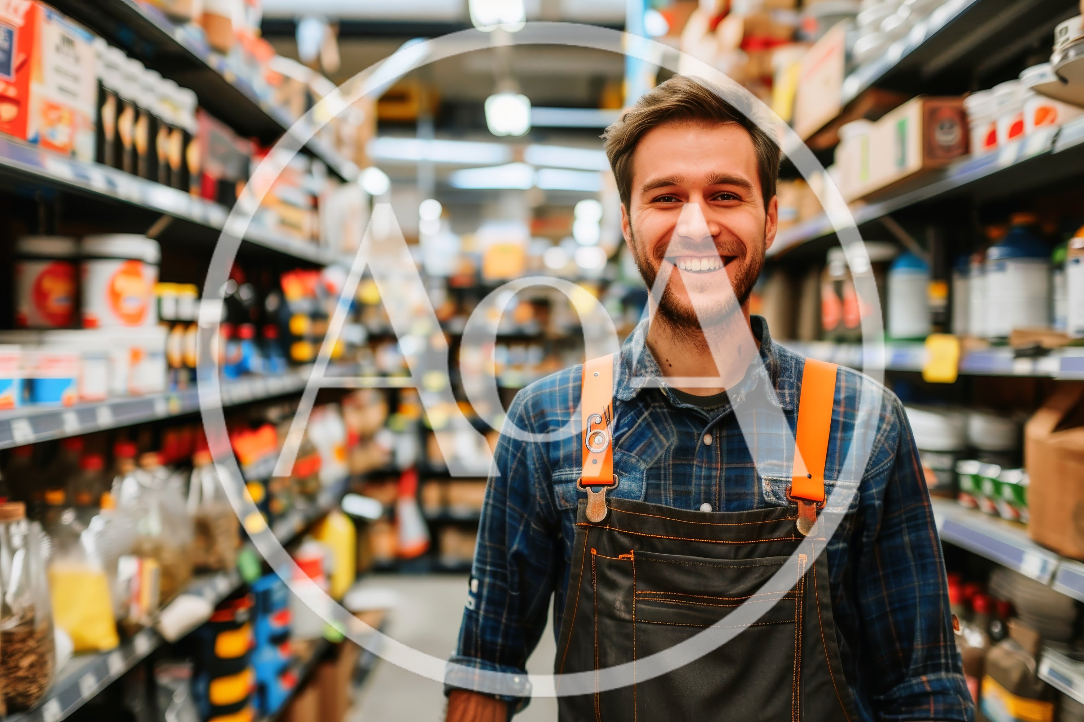 Friendly Hardware Store Employee Smiling In Aisle