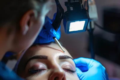 Professional Cosmetic Procedure on Client Forehead